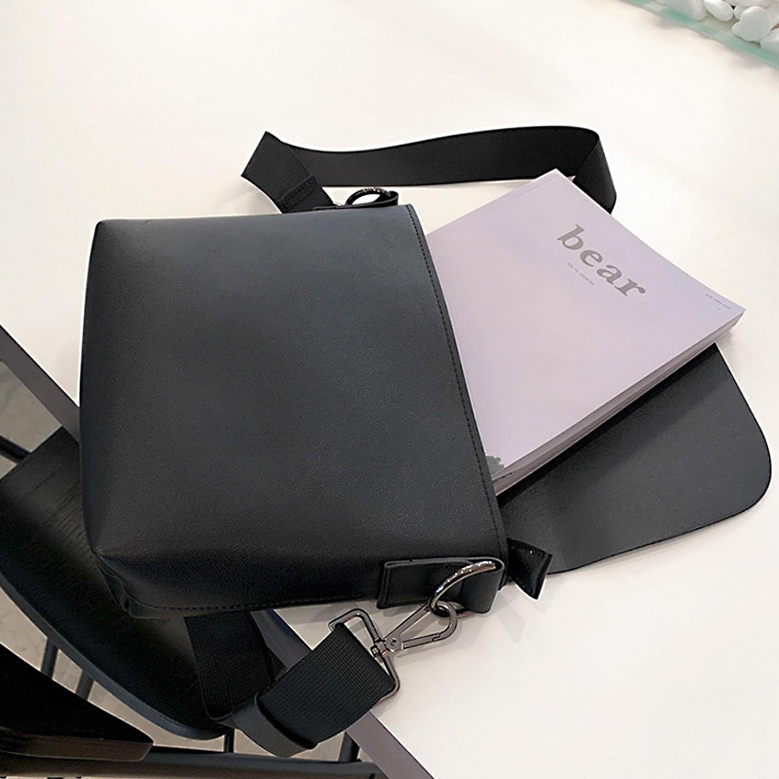 Premium Genuine Leather Flap Messenger Bag for Men - Small Black Crossbody Shoulder Bag - Ideal for Work, Travel & Everyday Use