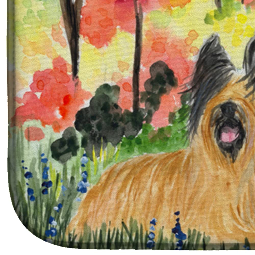 Briard Dog Design Absorbent Dish Drying Mat - 14x21 Inch Non-Slip Kitchen Counter Drying Pad for Dishes, Utensils & Cookware | Perfect for Countertop Protection & Quick Drying After Washing