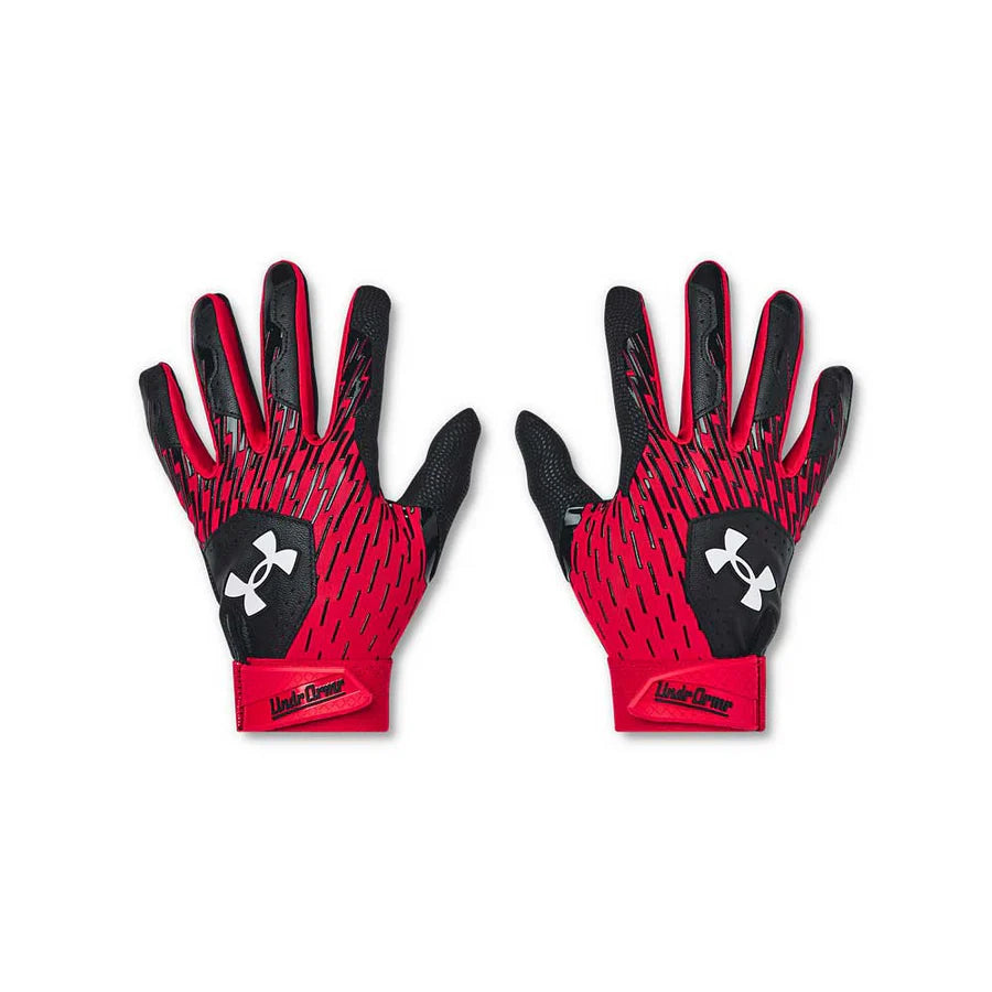UA Youth Clean Up Batting Gloves Black/Red - Baseball Training Gloves for Kids - Perfect for Little League Practice & Youth Baseball Games