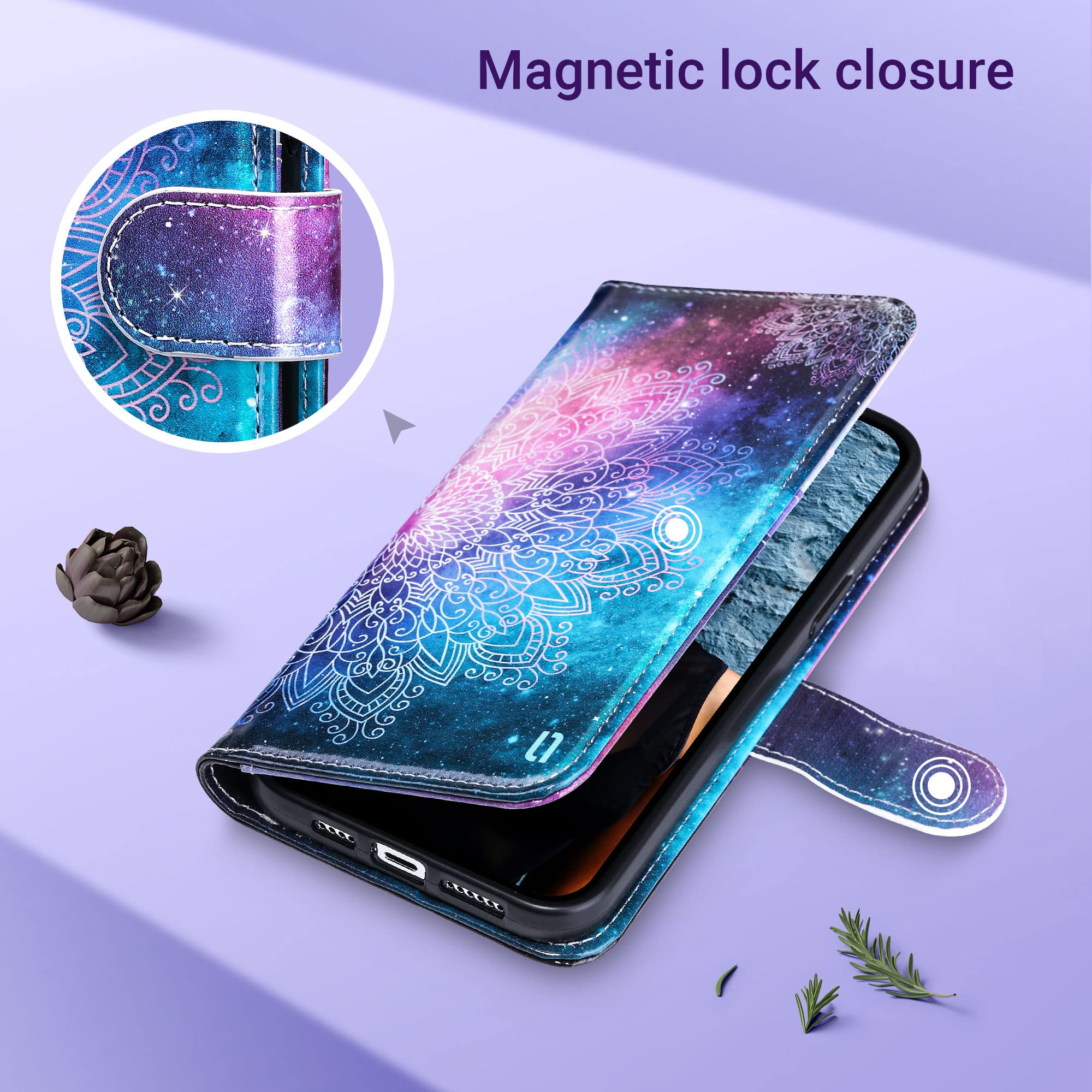 ULAK iPhone 13 Pro Max Wallet Case - 6.7 Inch PU Leather Flip Cover with Credit Card Slots & Kickstand | Shockproof Protective Phone Case for Women | Mandala Design | Perfect for Work, Travel & Daily Use