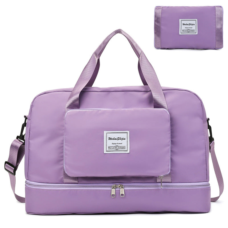 Foldable Travel Duffel Bag for Women - Lightweight Sports Gym Tote with Shoulder Strap - Perfect for Workout, Yoga, Beach & Weekend Getaways