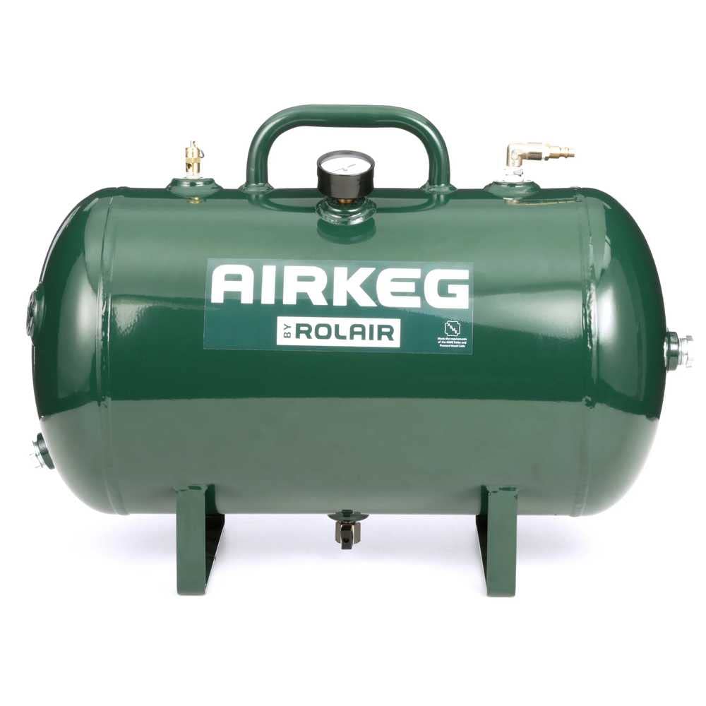 Rolair AIRKEGPLUS Portable Air Storage Tank - Compact Air Compressor Accessory for Nail Guns, Spray Painting & Inflating Tires | Home Garage & Job Site Use