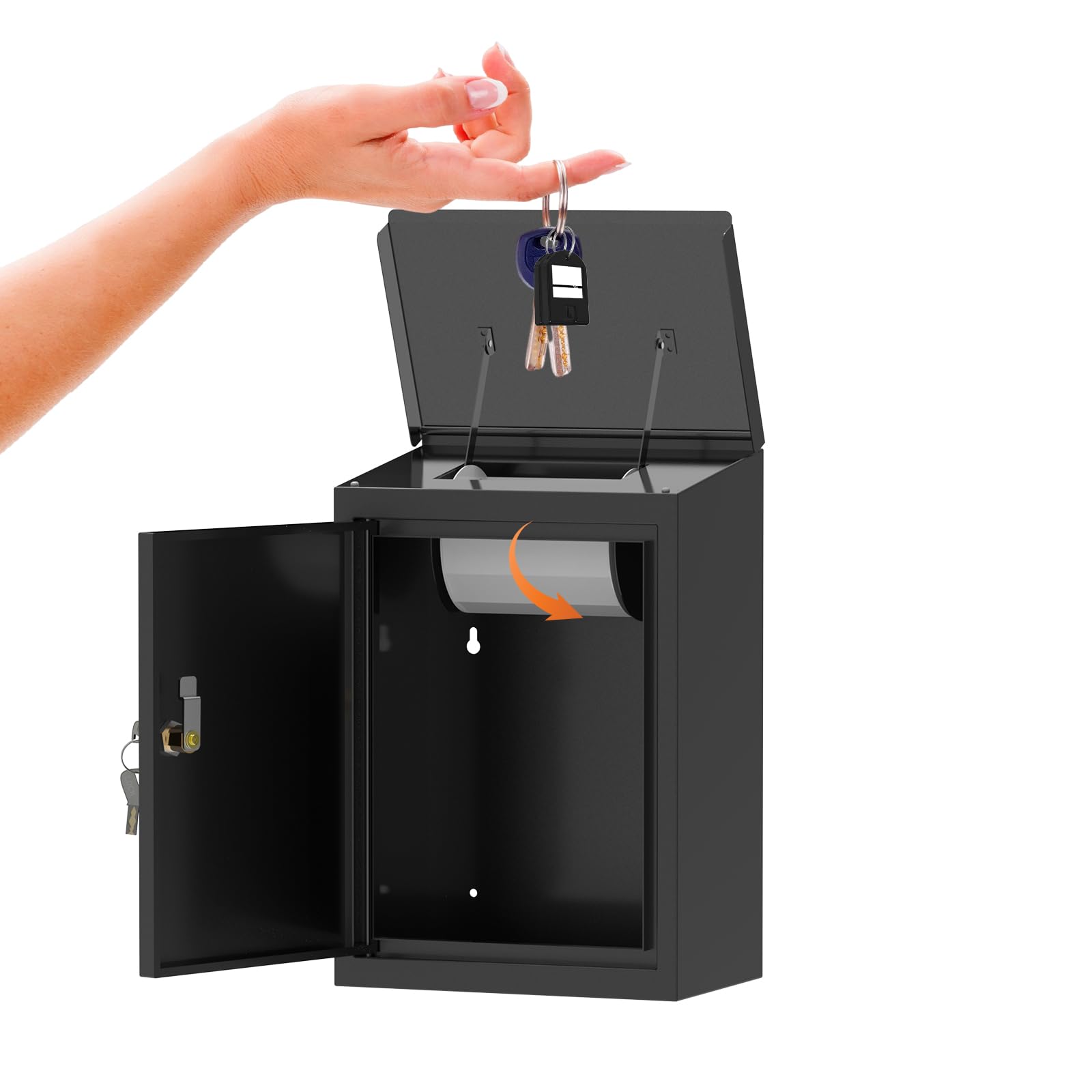 Heavy-Duty Wall Mount Key Drop Box - 6x10x14 Inch Secure Key Return Box with Anti-Theft & Waterproof Design for Automotive, Hotels & Car Rentals | Perfect for Outdoor Key Exchange & Property Management Security