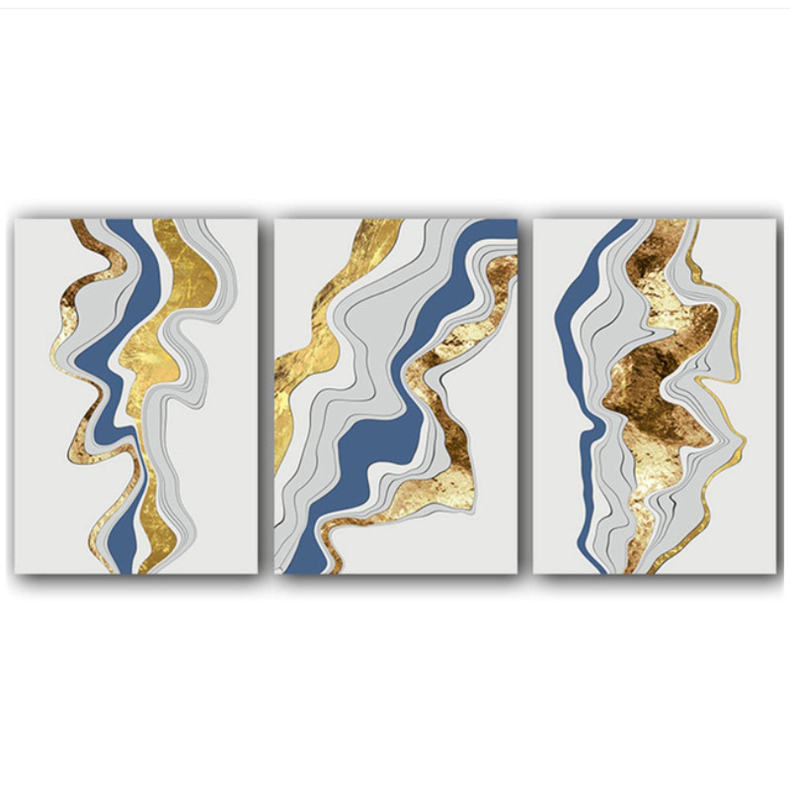 Abstract Green Foil Drifting Flying Wall Art Canvas Painting - Modern Home Decor for Living Room, Bedroom & Office - Set of 3 (12x16 inch / 30x40cm) - Perfect for Contemporary Interior Design & Wall Decoration