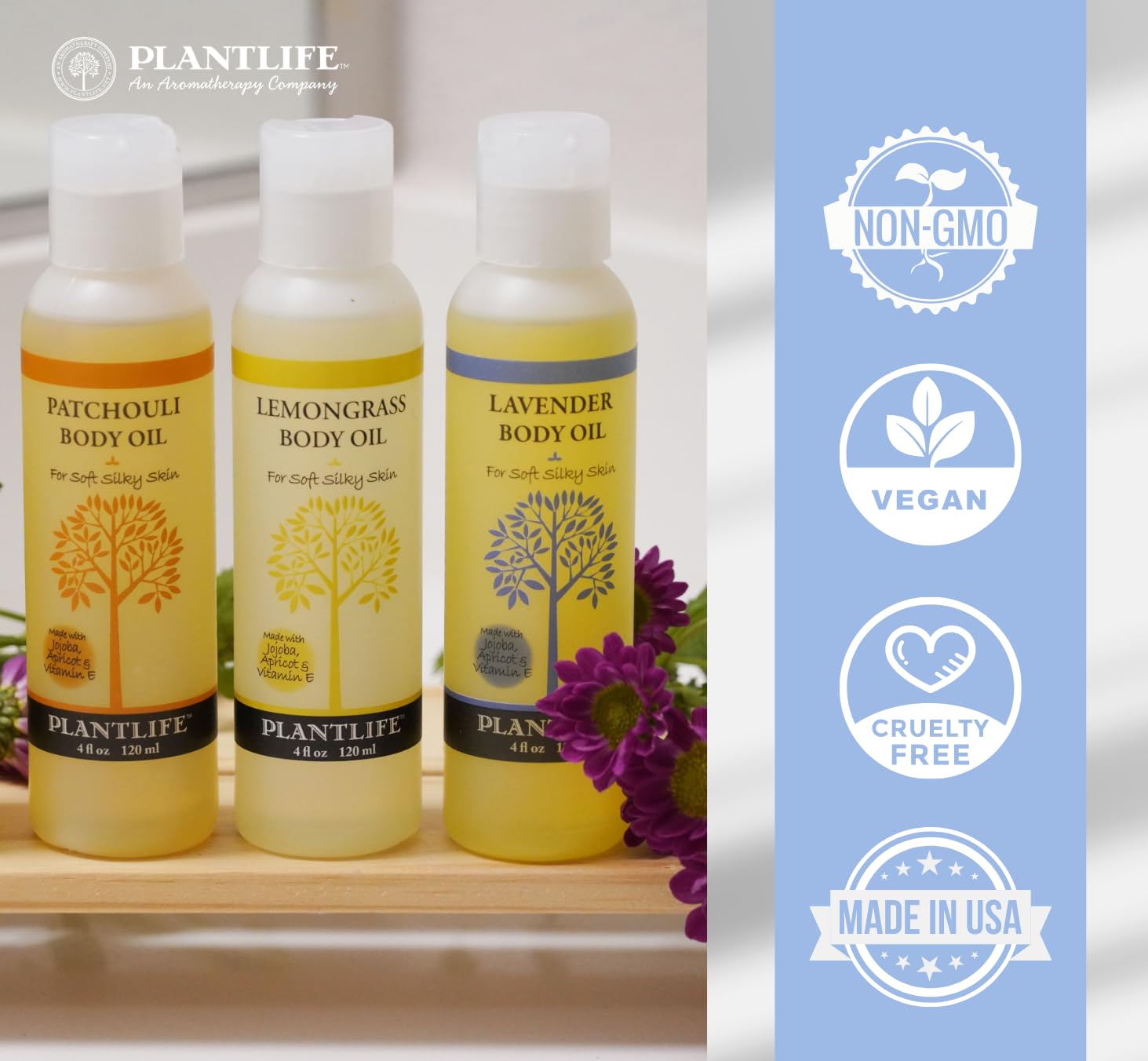 Plantlife Lavender Body Oil - 100% Natural Moisturizing Body Oil for Dry Skin - Nourishing & Hydrating Skin Care for Women & Men - Silky Smooth Skin Treatment - Perfect for Massage, Bath & Aromatherapy - 4oz