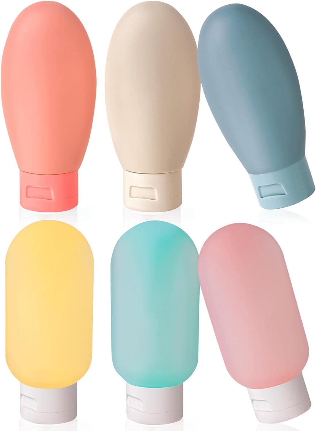 Leak-Proof Silicone Travel Bottles Set (6-Pack) - 60ml Mini Squeeze Containers for Toiletries & Cosmetics | TSA Approved Travel Accessories for Shampoo, Lotion & Liquid Essentials | Perfect for Airplane, Gym & Vacation