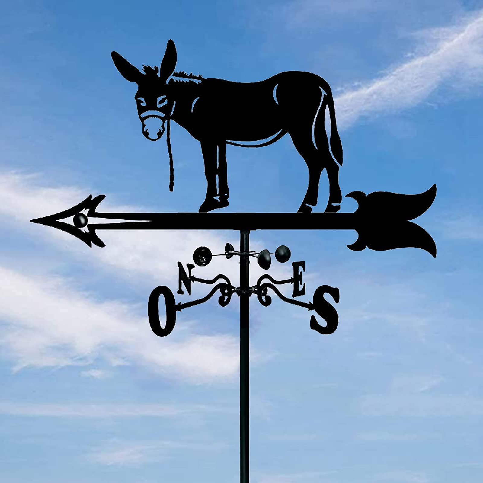 Stainless Steel Horse & Mule Weather Vane - Roof Mount Wind Direction Indicator for Courtyard & Garden Decoration | Easy to Assemble Outdoor Weathervane for Farmhouse, Barn & Patio Use