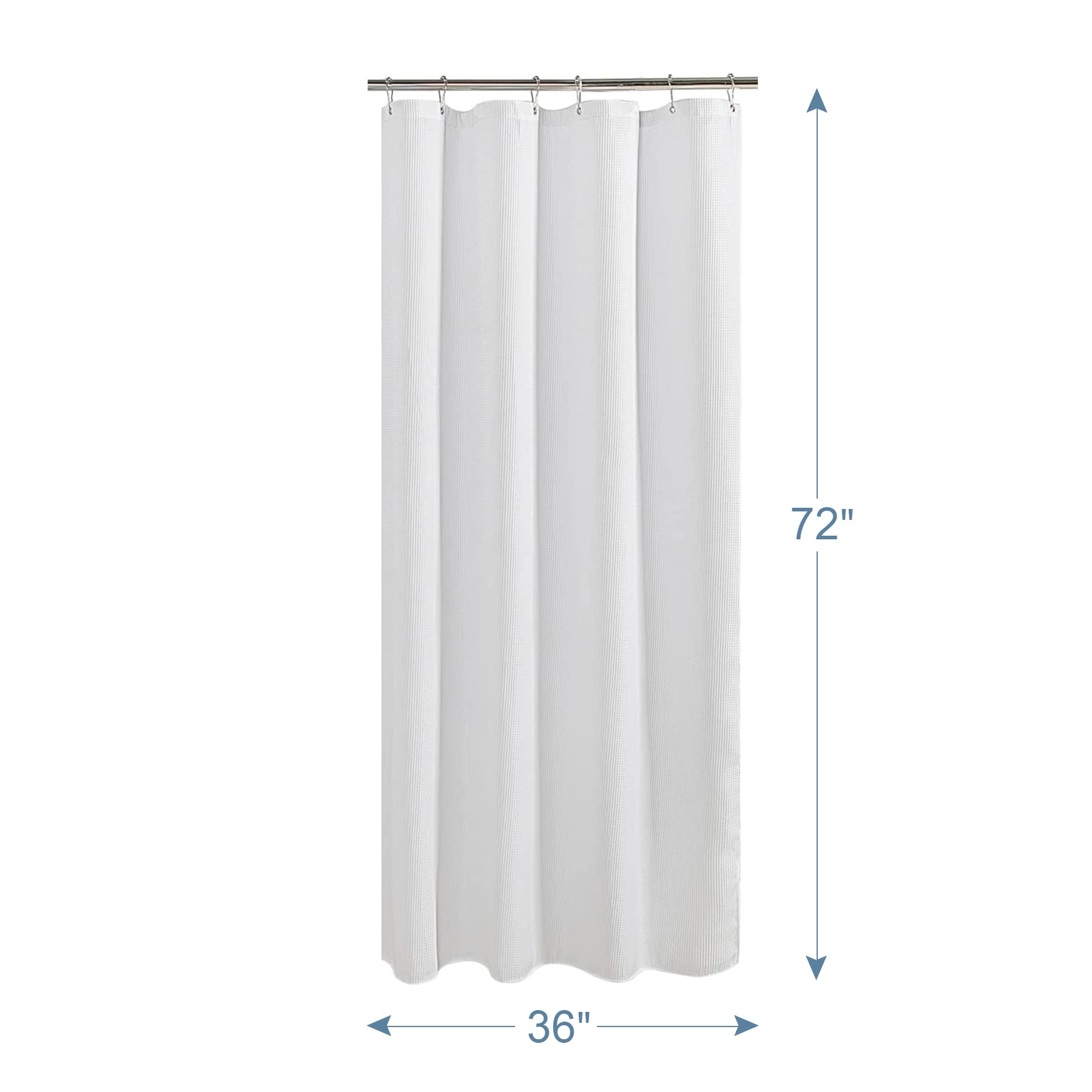 AmazerBath 36x72 Inch White Waffle Weave Shower Curtain - Premium Fabric Bathroom Stall Curtain for Hotels & Homes | Perfect for Standard Showers, Bathtubs & Spa-Like Bathrooms