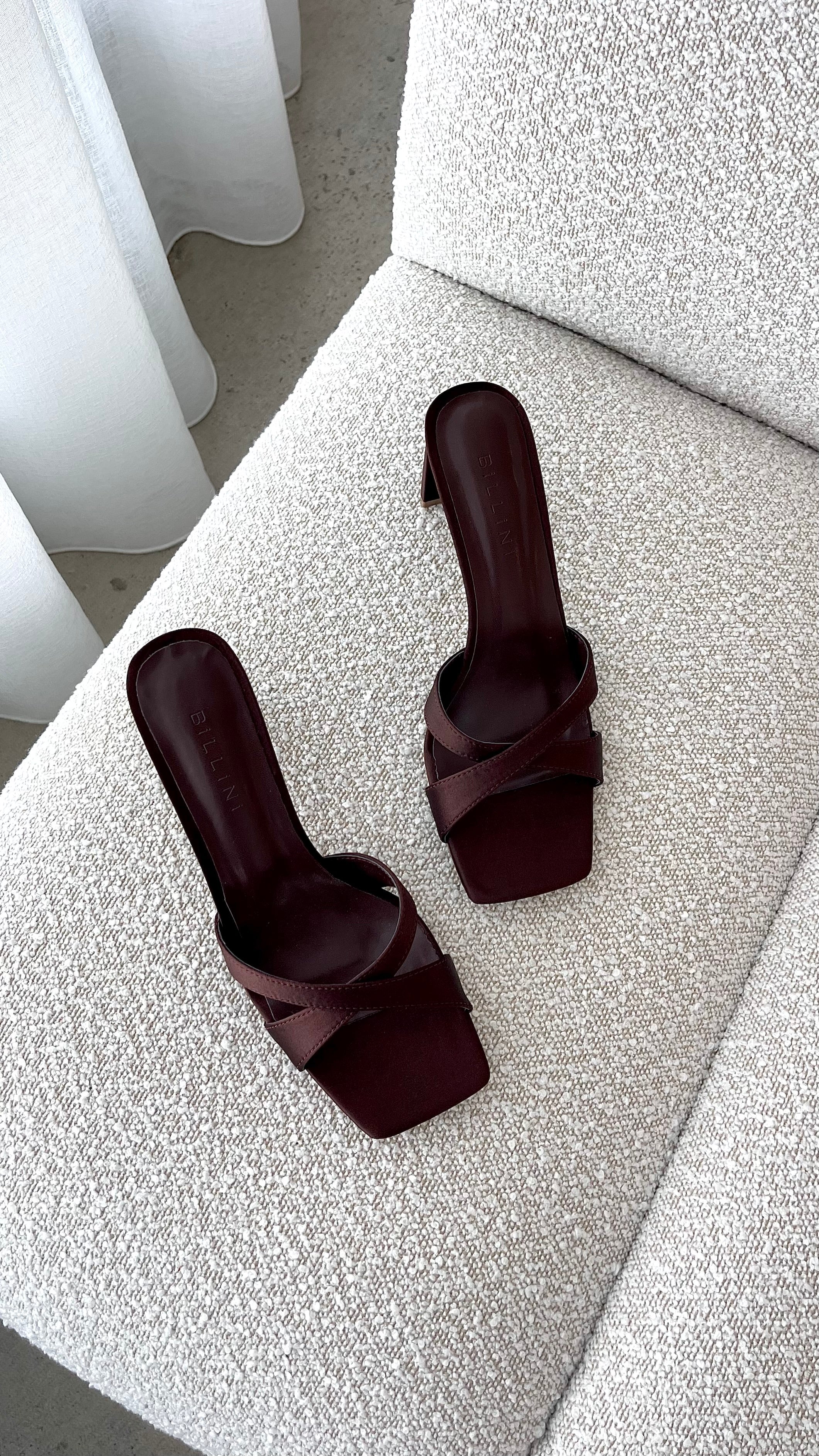 Kelsie Women's High Heels - Espresso Satin Dress Pumps for Party, Wedding & Evening Events