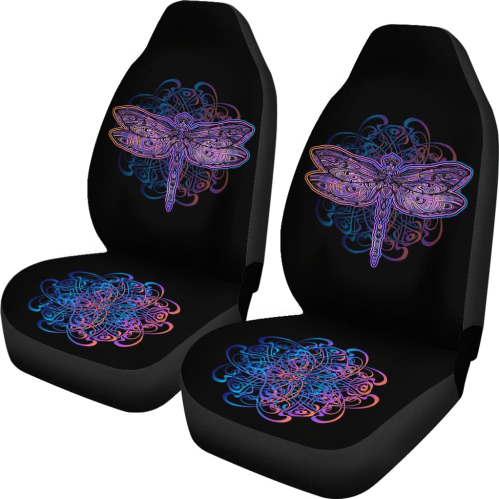 Premium Mandala Dragonfly Car Seat Covers - Breathable Universal Fit for Cars, Trucks & SUVs - Boho Chic Interior Decor for Road Trips & Daily Commute
