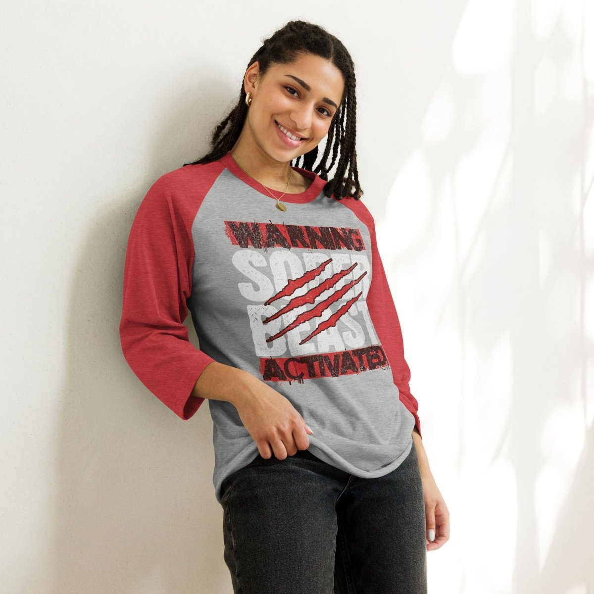 High-Quality Sober Beast Activated 3/4 Sleeve Raglan Shirt for Men & Women | Comfortable Baseball Tee for Casual Wear, Gym & Street Style