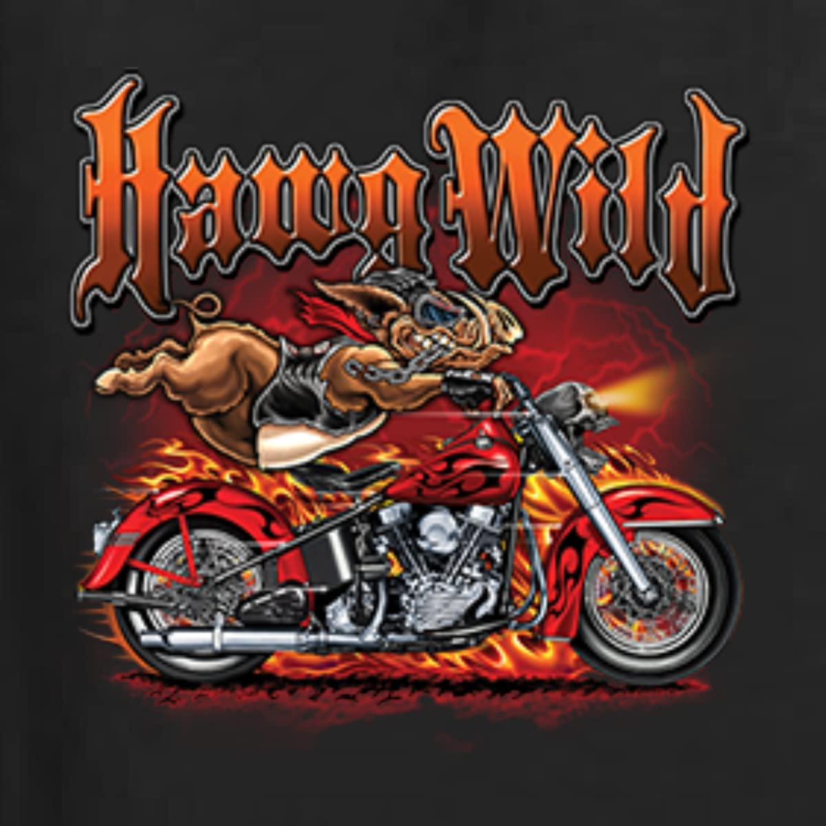 Wild Hawg Motorcycle Flaming Cars & Trucks Men's Long Sleeve T-Shirt - Biker Gear for Riding, Motorcycle Shows & Casual Streetwear