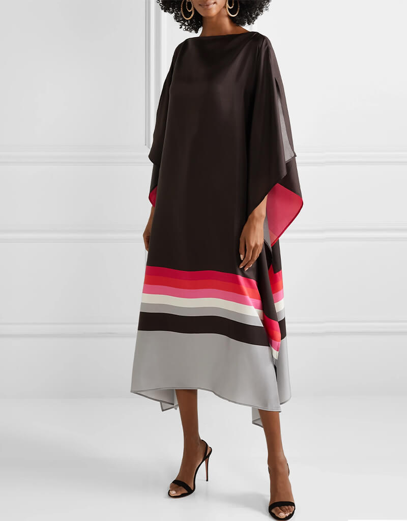 Luxury Black Soft Satin Silk Kaftan Dress for Women - Elegant Loungewear & Sleepwear for Home, Beach Cover Up, and Special Occasions
