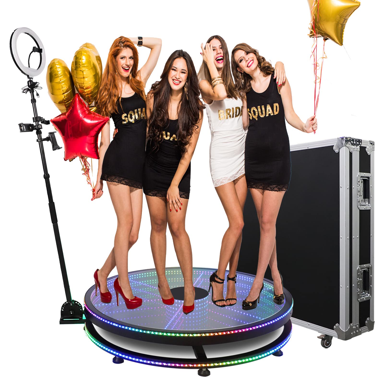 360 Photo Booth Machine with Software & Ring Light - Custom Logo, APP Remote Control, Automatic Slow Motion 360 Spin Camera for Parties, Events & Weddings (39.4