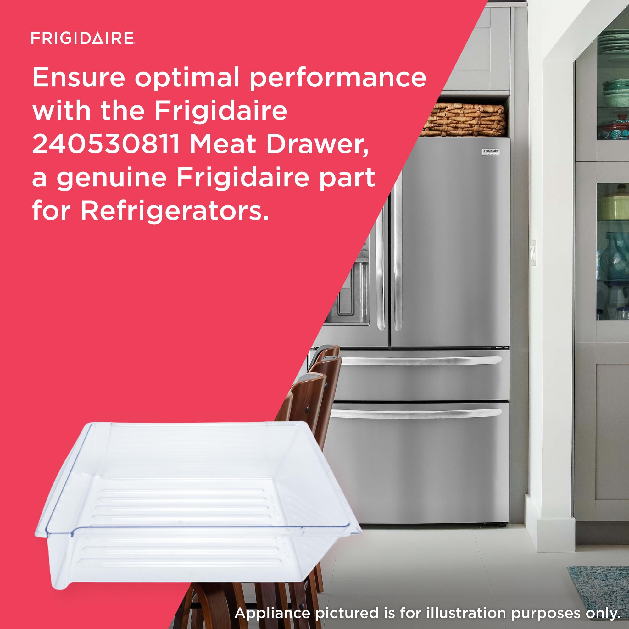 Frigidaire 240530811 Clear Refrigerator Meat Drawer Replacement - Perfect for Organizing Fresh Meat, Deli & Cheese in Your Kitchen