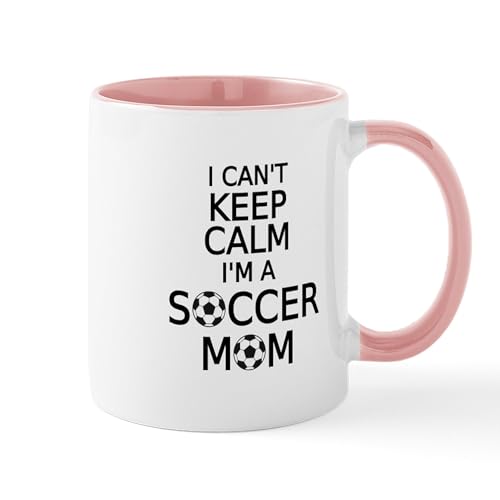White/Pink Inside - I Cant Keep Calm, I Am A Soccer Mom Mugs