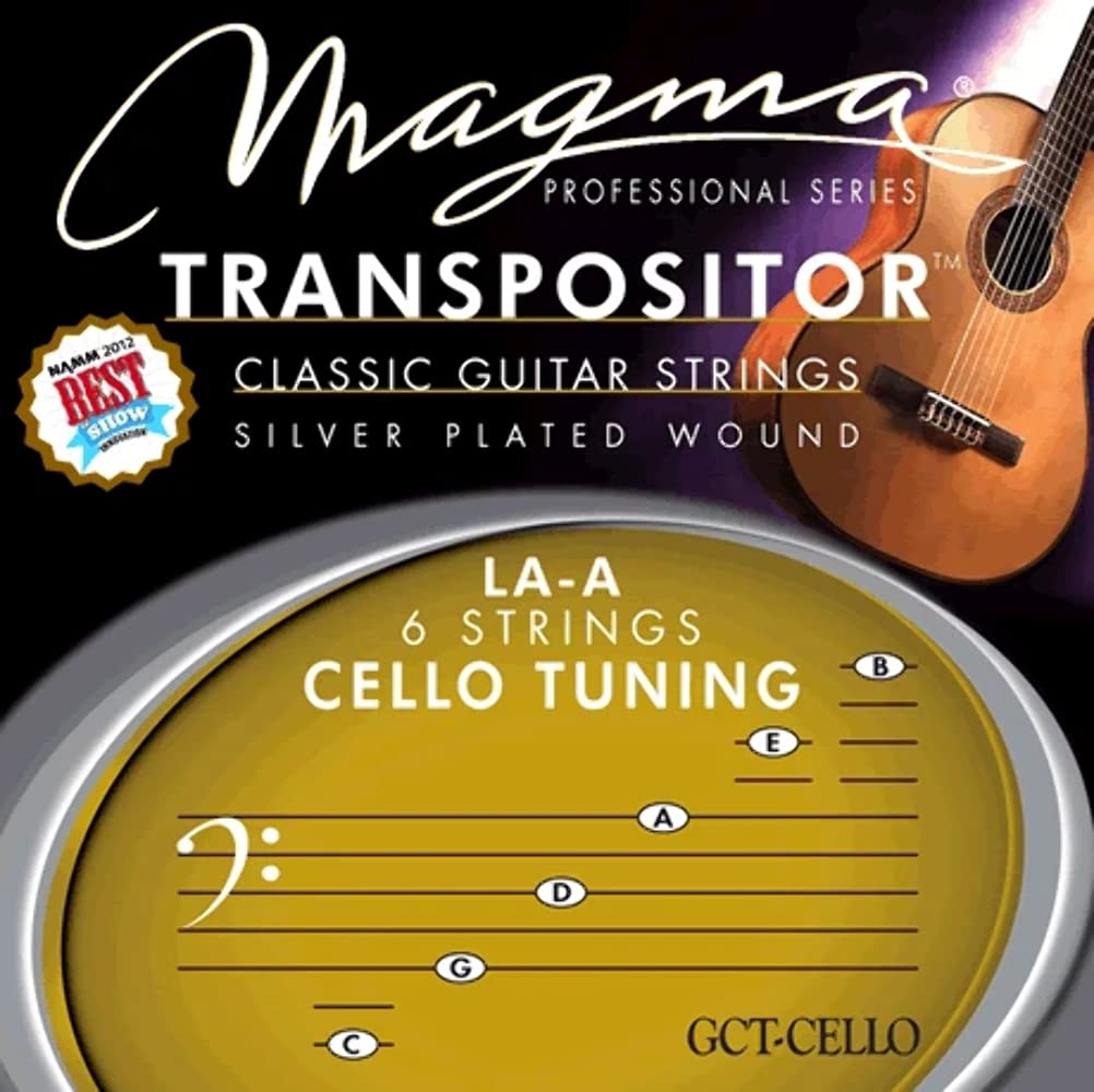Magma Classical Guitar Strings TRANSPOSITOR LA-A CELLO - Silver Plated Copper Wound Strings (GCT-CELLO) (1 Set) for Classical Guitar, Cello and String Instrument Players | Perfect for Performances, Practice and Studio Recording