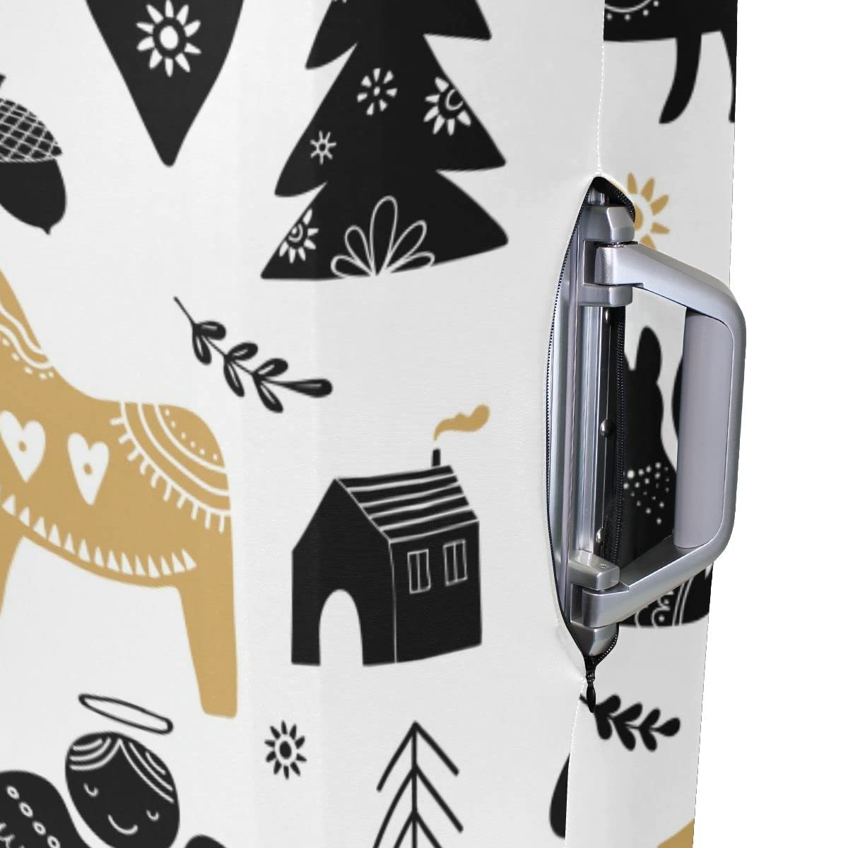 Cute Animal Print Luggage Cover - Rabbit Fox Bird Deer Tree Design - XL 29-32 Inch Travel Suitcase Protector | Perfect for Airplane Checked Bags & Vacation Travel Accessories