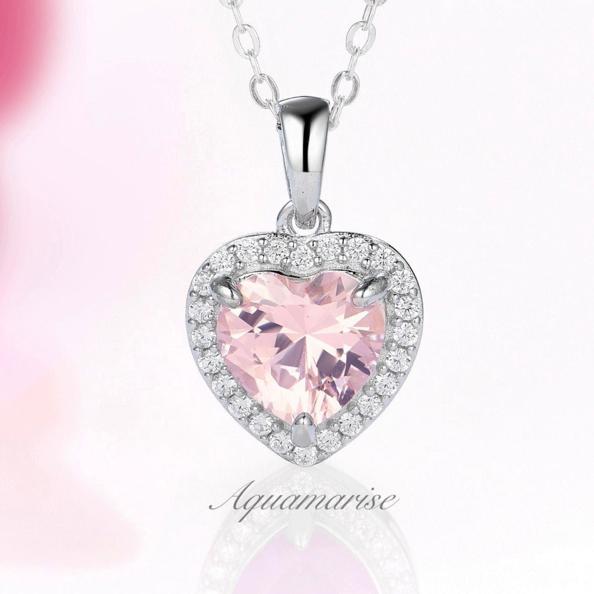 Love Morganite Necklace Sterling Silver - Elegant Rose Quartz Jewelry for Women, Perfect for Valentine's Day, Anniversary & Romantic Gifts | Dainty Everyday Wear & Special Occasions