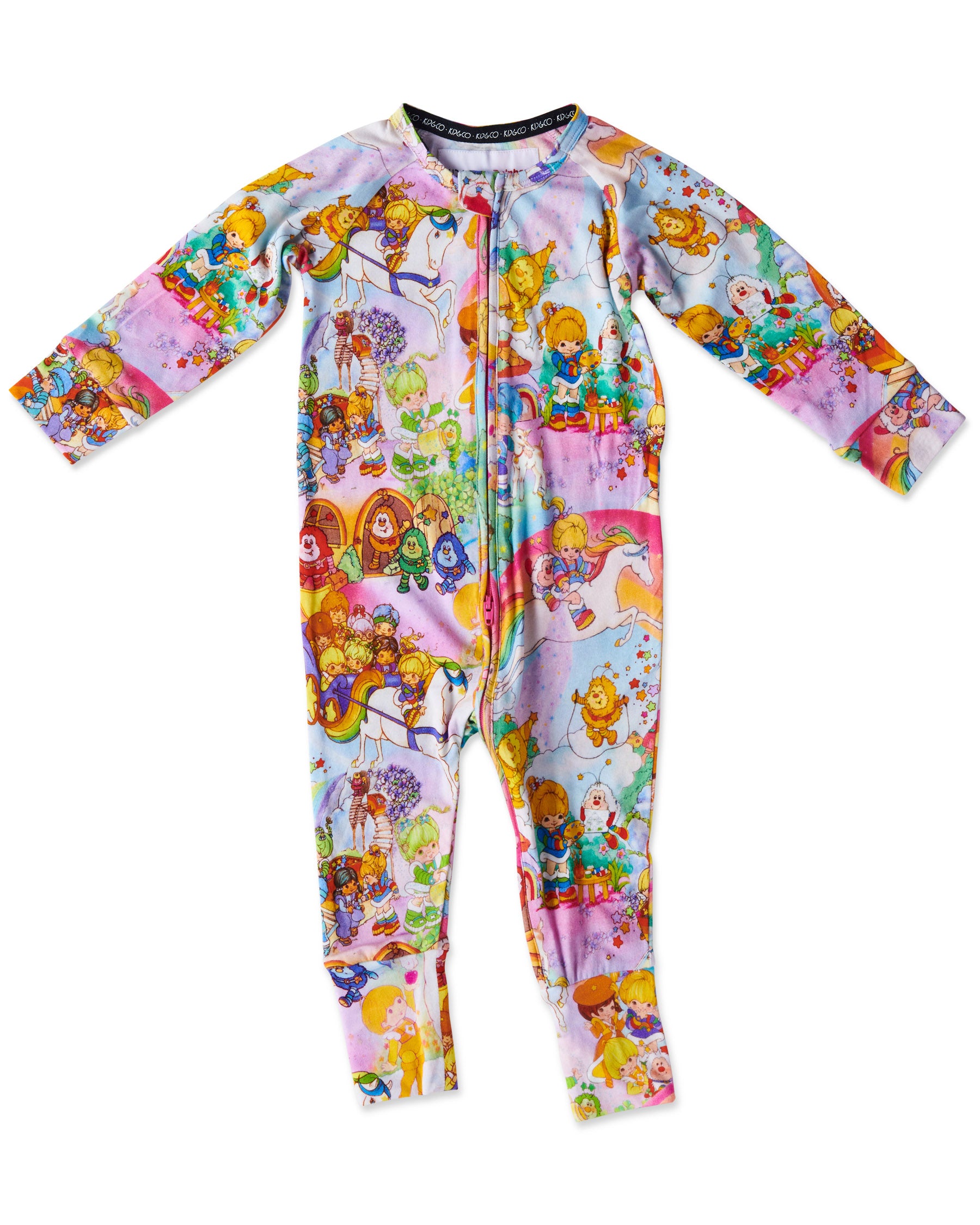 Kip&Co x Rainbow Brite Organic Cotton Long Sleeve Zip Romper for Babies & Toddlers - Soft & Comfortable Unisex Jumpsuit for Playtime, Nursery, and Outdoor Adventures