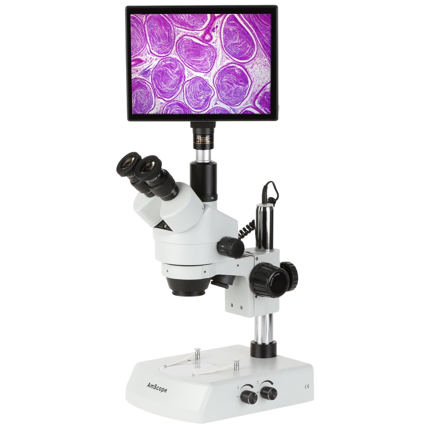 Amscope SM-2T LED Trinocular Stereo Microscope 7X-45X Zoom with Touchpad Digital Imaging System for Electronics Repair, Jewelry Inspection & Biological Research