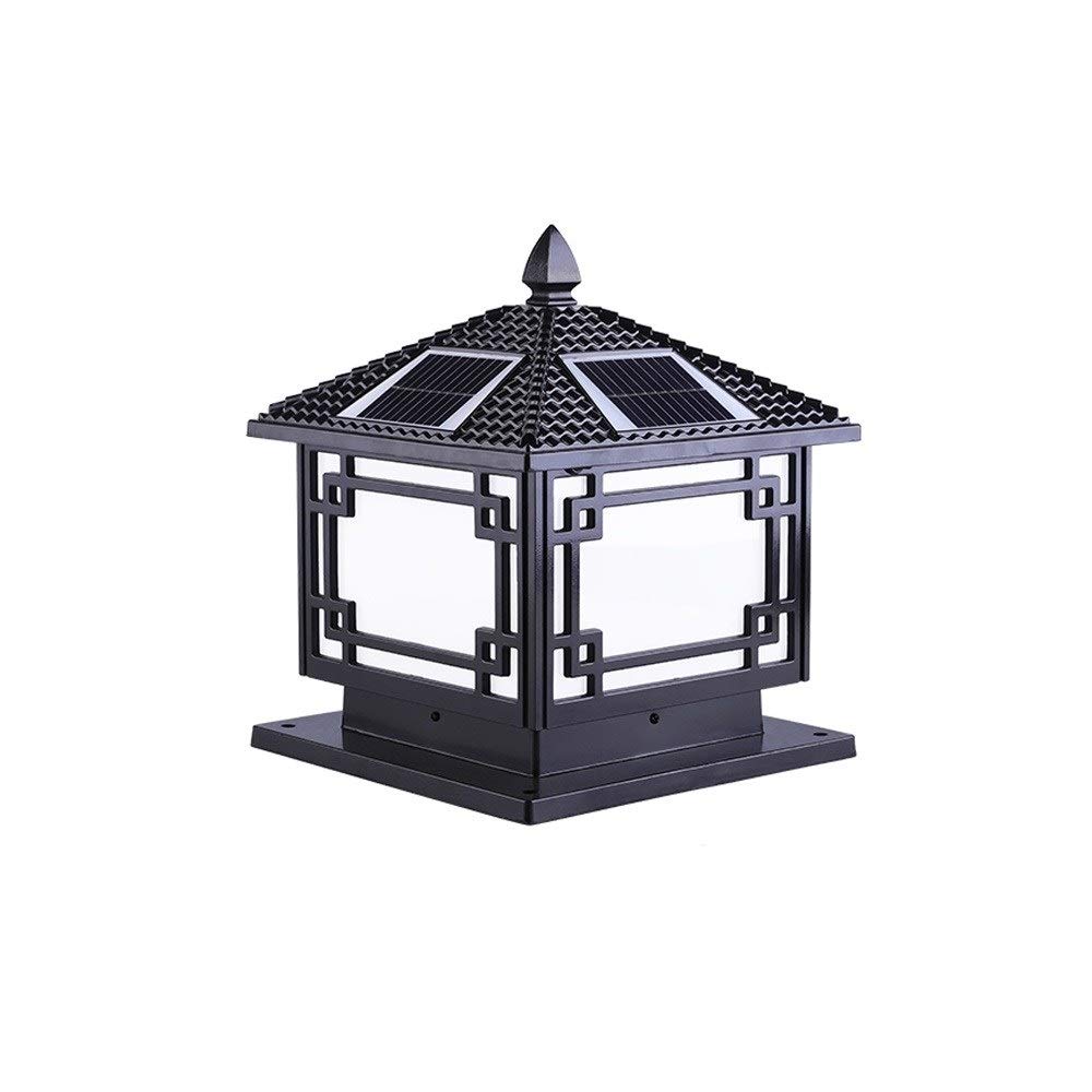 Solar Powered Outdoor LED Post Lantern - Waterproof IP55 Metal Column Lamp with Intelligent Light Sensor | Retro Square Design for Patio, Fence, Garden & Landscape Lighting | Perfect for Pathways, Driveways & Backyard Decor