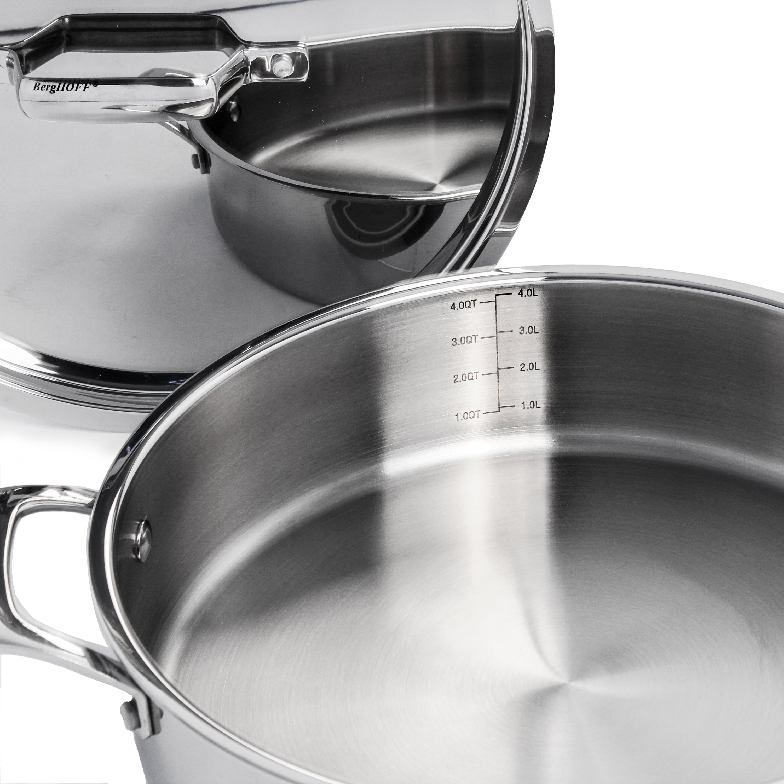 BergHOFF Professional 13-Piece Tri-Ply 18/10 Stainless Steel Cookware Set with Stainless Steel Lids - Premium Kitchen Cookware for Home Chefs & Professional Cooking
