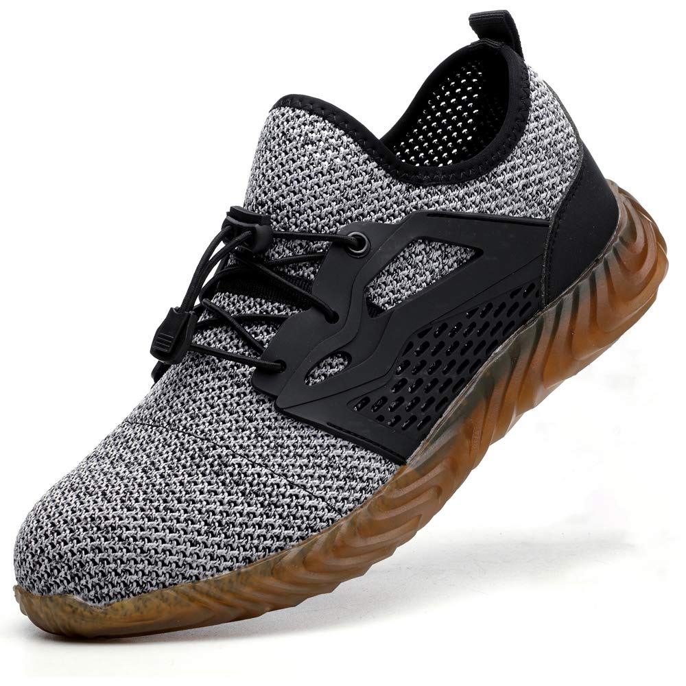 KINOW Steel Toe Safety Work Shoes for Men & Women - Slip Resistant Lightweight Industrial Construction Sneakers - Perfect for Outdoor Work, Warehouse, Construction Sites & Heavy Duty Jobs