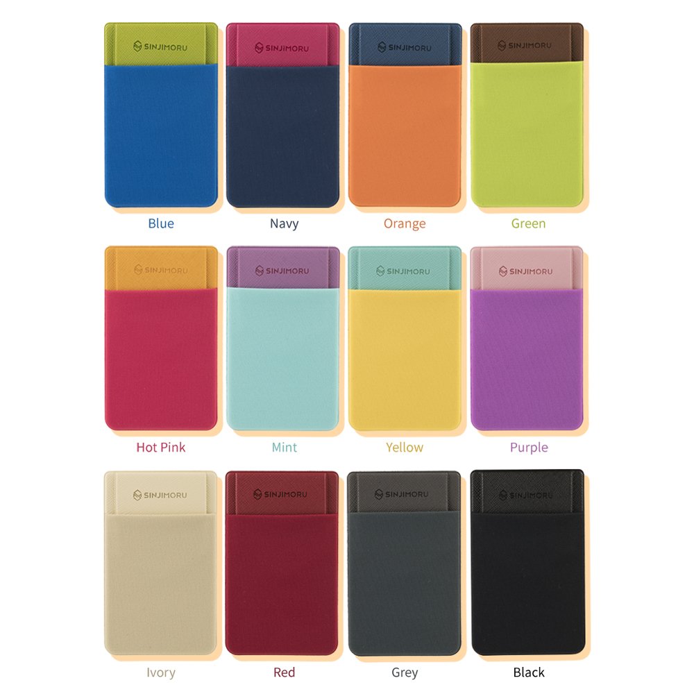 Sinjimoru Stretchy Fabric Phone Wallet - Secure Card Holder for iPhone & Android (Red) | Stick-On Credit Card Case for Back of Phone | Perfect for Travel, Shopping & Everyday Use