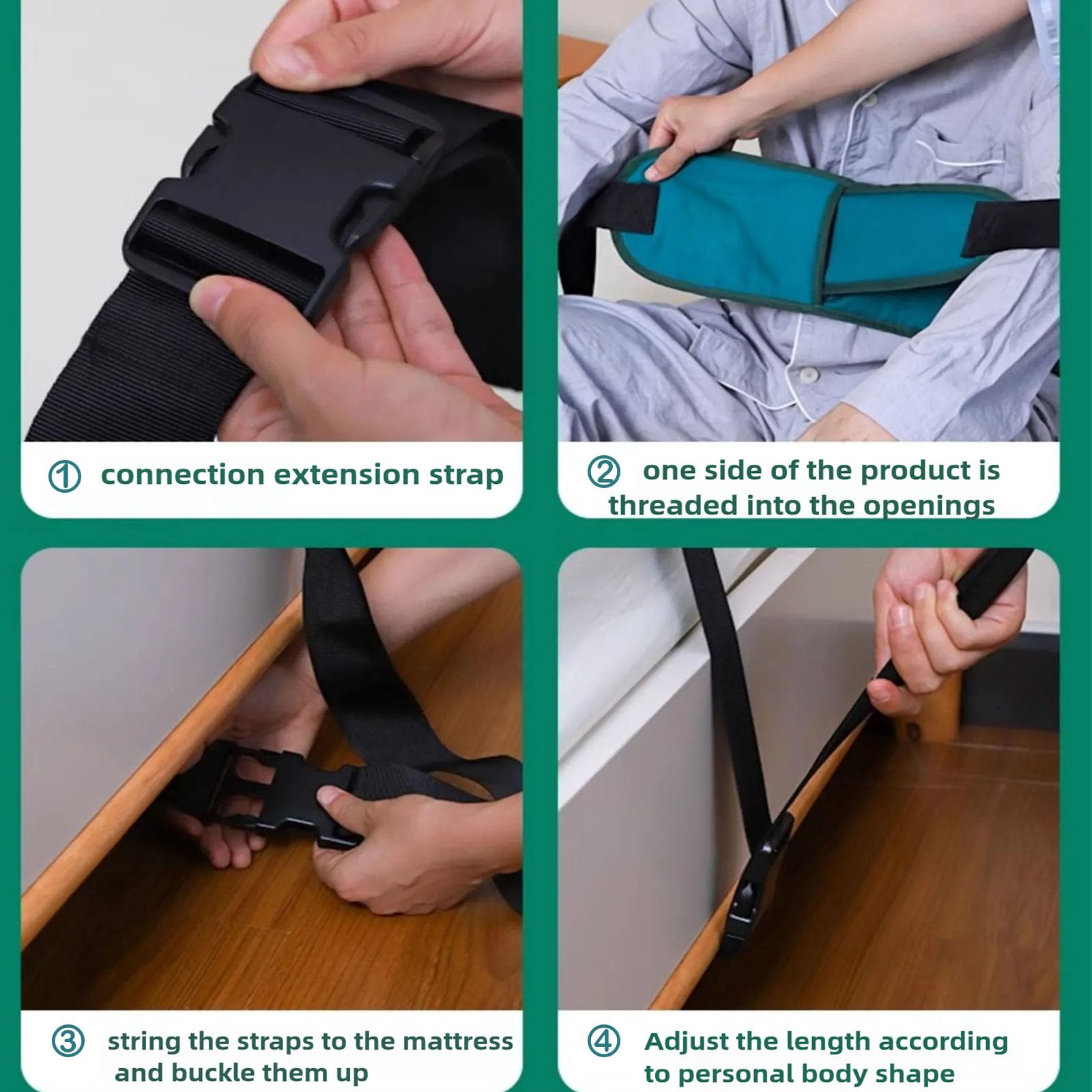 Adjustable Bed Restraints for Seniors & Elderly - Queen Size Safety Straps for Dementia Patients, Headboard & Wheelchair Use - Secure Bed Gait Belts for Adults (1.8m) - Perfect for Home Care & Assisted Living Facilities