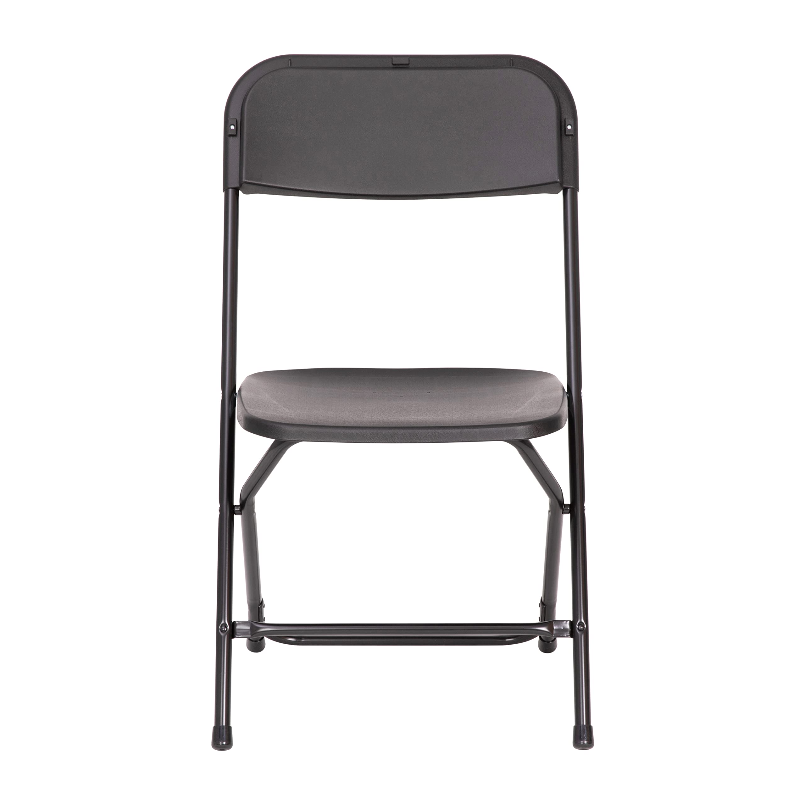EMMA + OLIVER 4 Pack Extra Wide Folding Chairs - Heavy Duty Black Polypropylene Seats with Sturdy Metal Frame - Supports 650 lbs - Protective Floor Glides for Indoor & Outdoor Use - Perfect for Parties, Camping, and Events