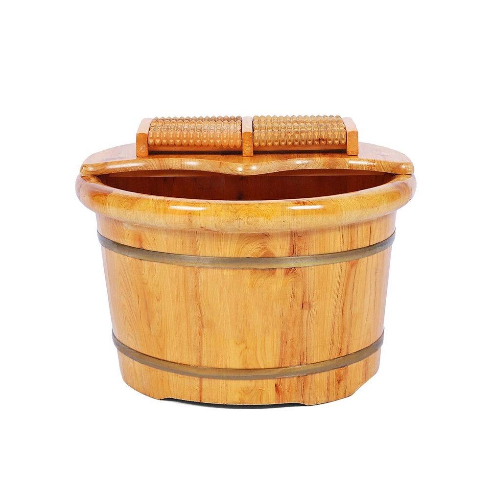 **Solid Wood Foot Bath Massager Tub - Wooden Foot Spa Bucket with Sauna & Massage for Relaxation - Perfect for Home Use, Pedicures & Stress Relief**
