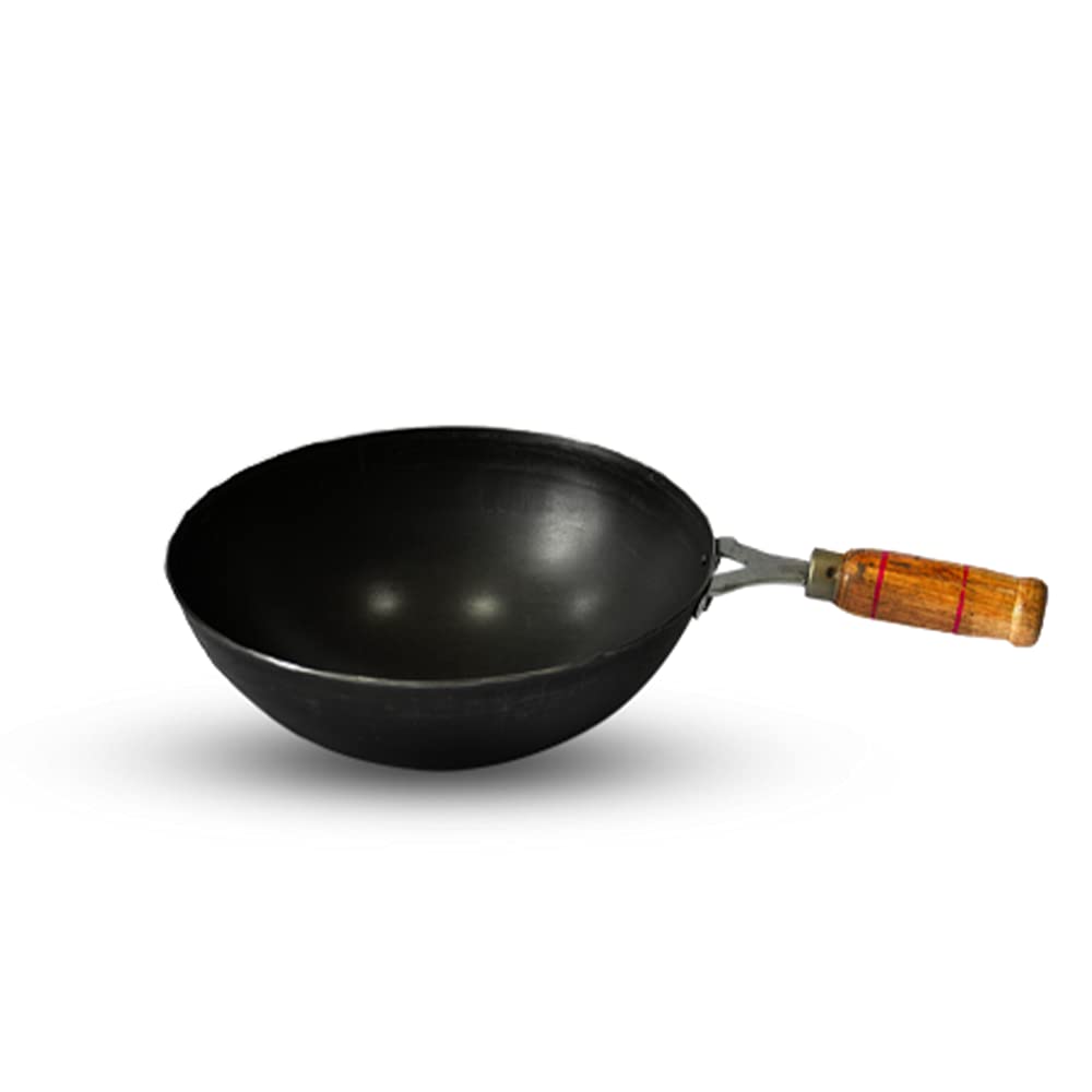 Pre-Seasoned Cast Iron Kadhai Wok - 12 Inch Traditional Indian Cooking Pan for Stir Fry, Deep Frying & Sauteing | Perfect for Home Kitchens & Outdoor Camping