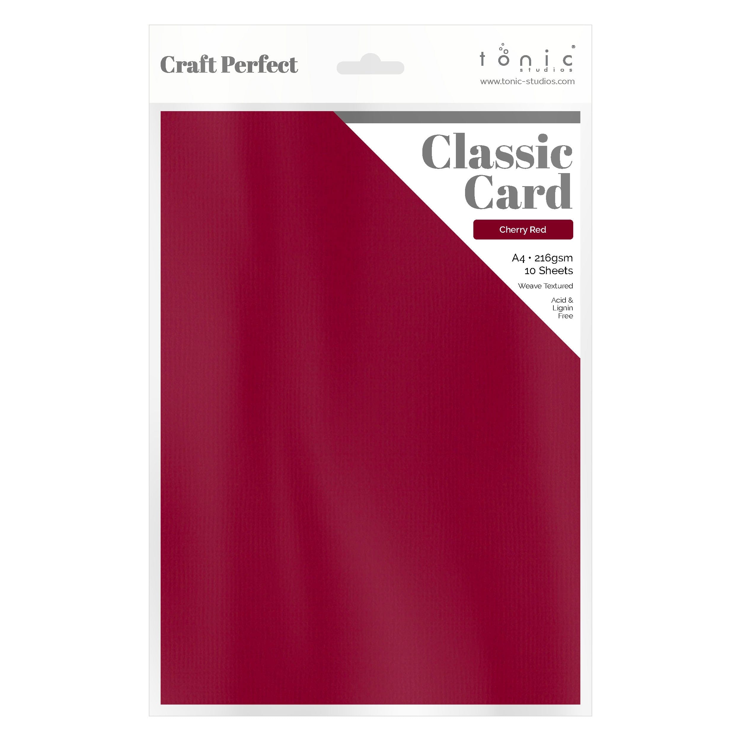 Premium Classic Cherry Red Weave Textured A4 Craft Cards - 10/Pack (9076e) - Perfect for Scrapbooking, Invitations & DIY Projects
