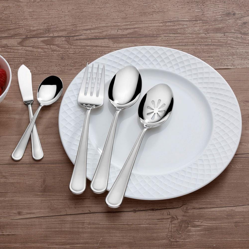 Virtuoso Frost 65-Piece Stainless Steel Flatware Set - Service for 12 - Elegant Dinnerware for Formal Dining, Weddings & Holiday Entertaining