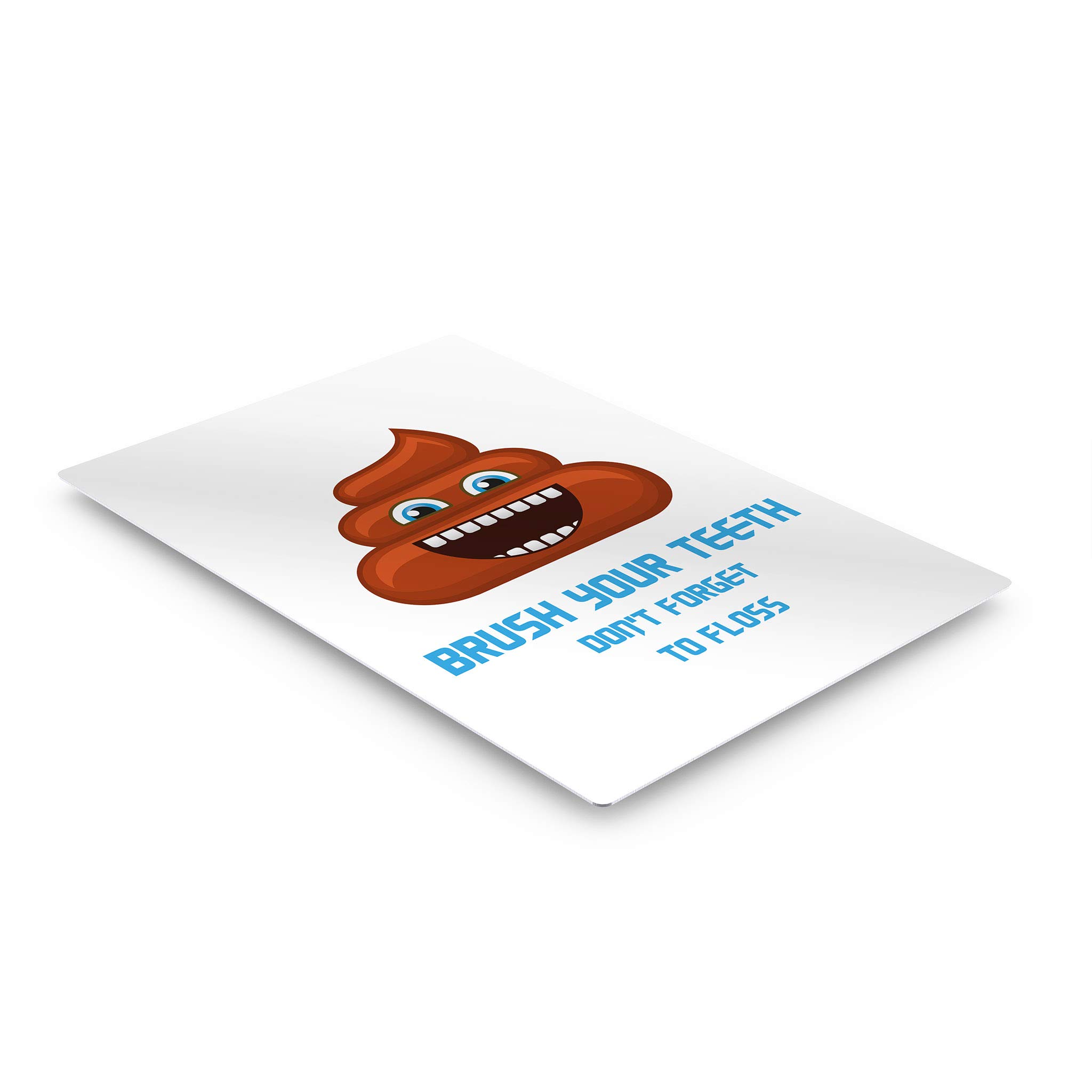 Funny Bathroom Wall Art - 'Brush Your Teeth & Don't Forget to Floss' Metal Print Sign | Kids Bathroom Decor | Ready to Hang 40x30 | Made in USA | Perfect for Bathrooms, Toilets & Kids' Rooms