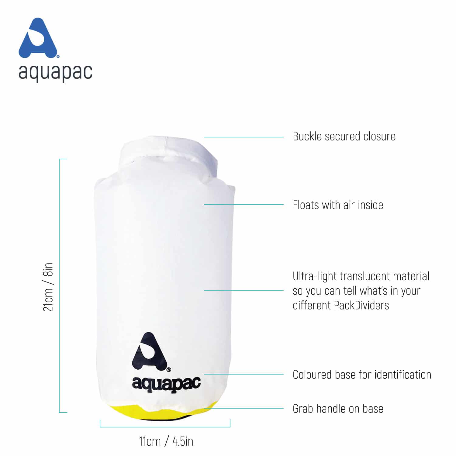 AquaPac Packdivider Ultra Lightweight Dry Sack 2L - Waterproof Dry Bag for Kayaking, Camping & Outdoor Adventures