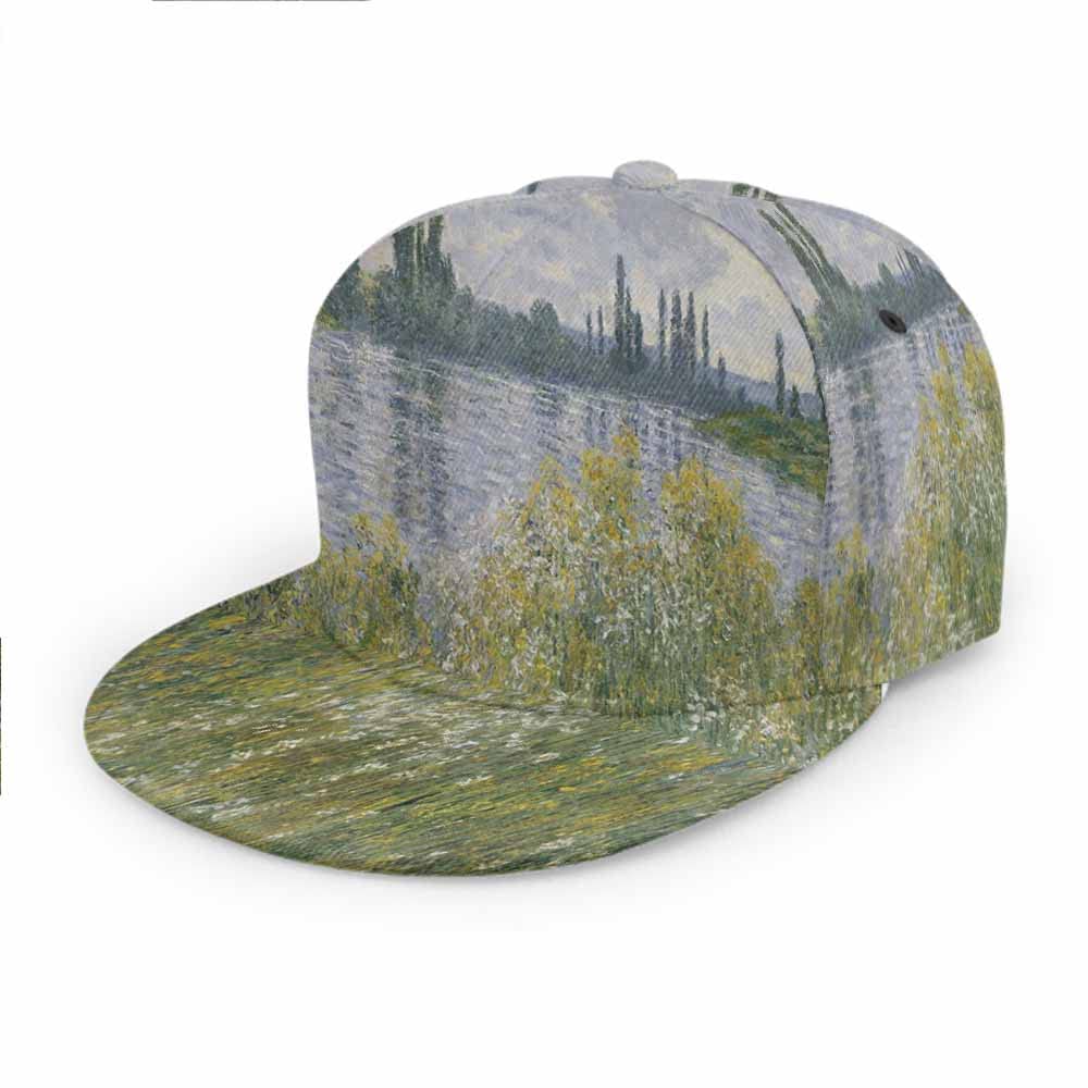 HOSNYE Adjustable Snapback Baseball Cap - Banks of The Seine Hip-Hop Flat Bill Sport Hat for Men & Women | Perfect for Streetwear, Casual Outfits & Sports Events