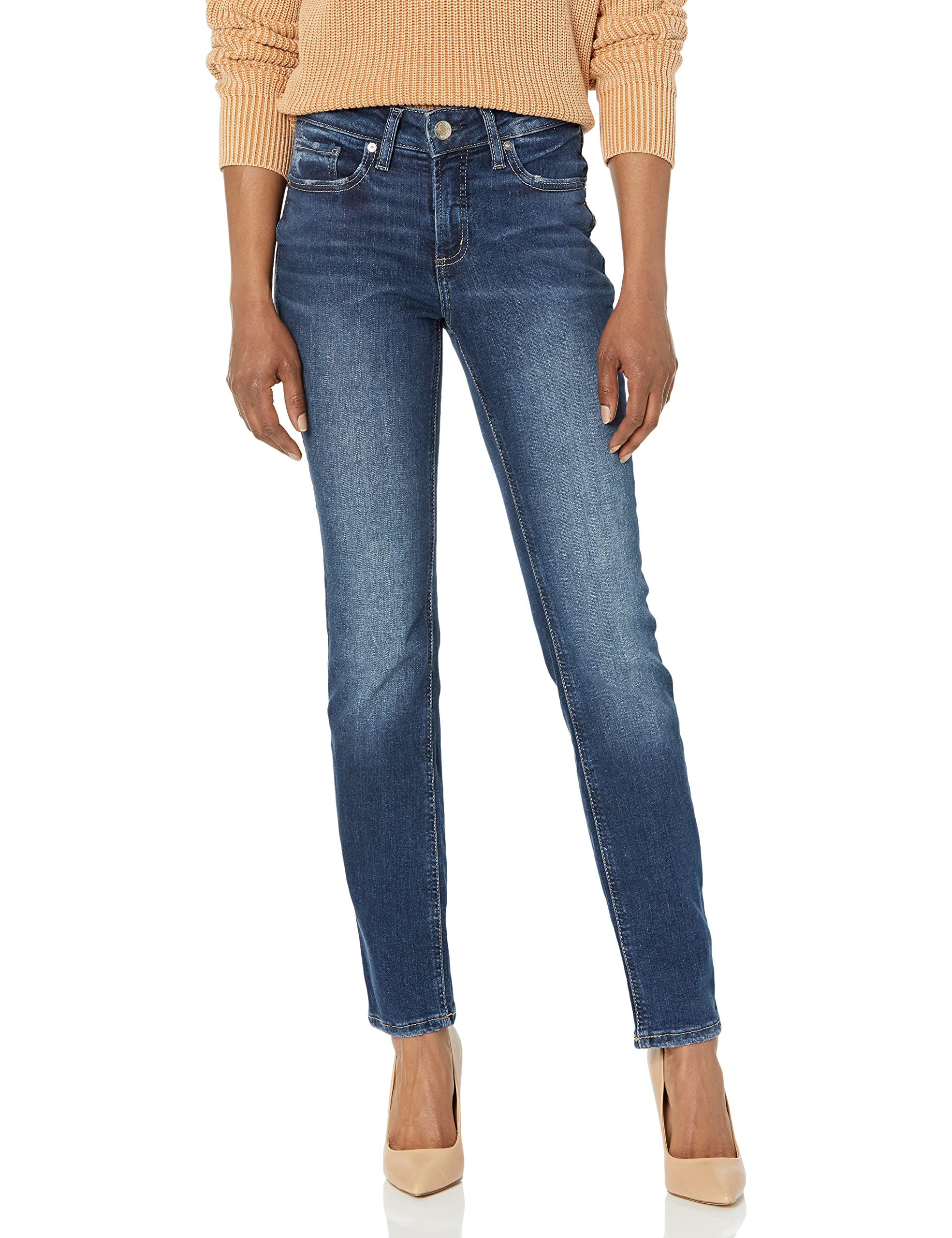 Silver Jeans Co. Women's Suki Mid Rise Straight Leg Jeans - Comfortable & Stylish Denim Pants for Casual Wear, Work & Everyday Outfits