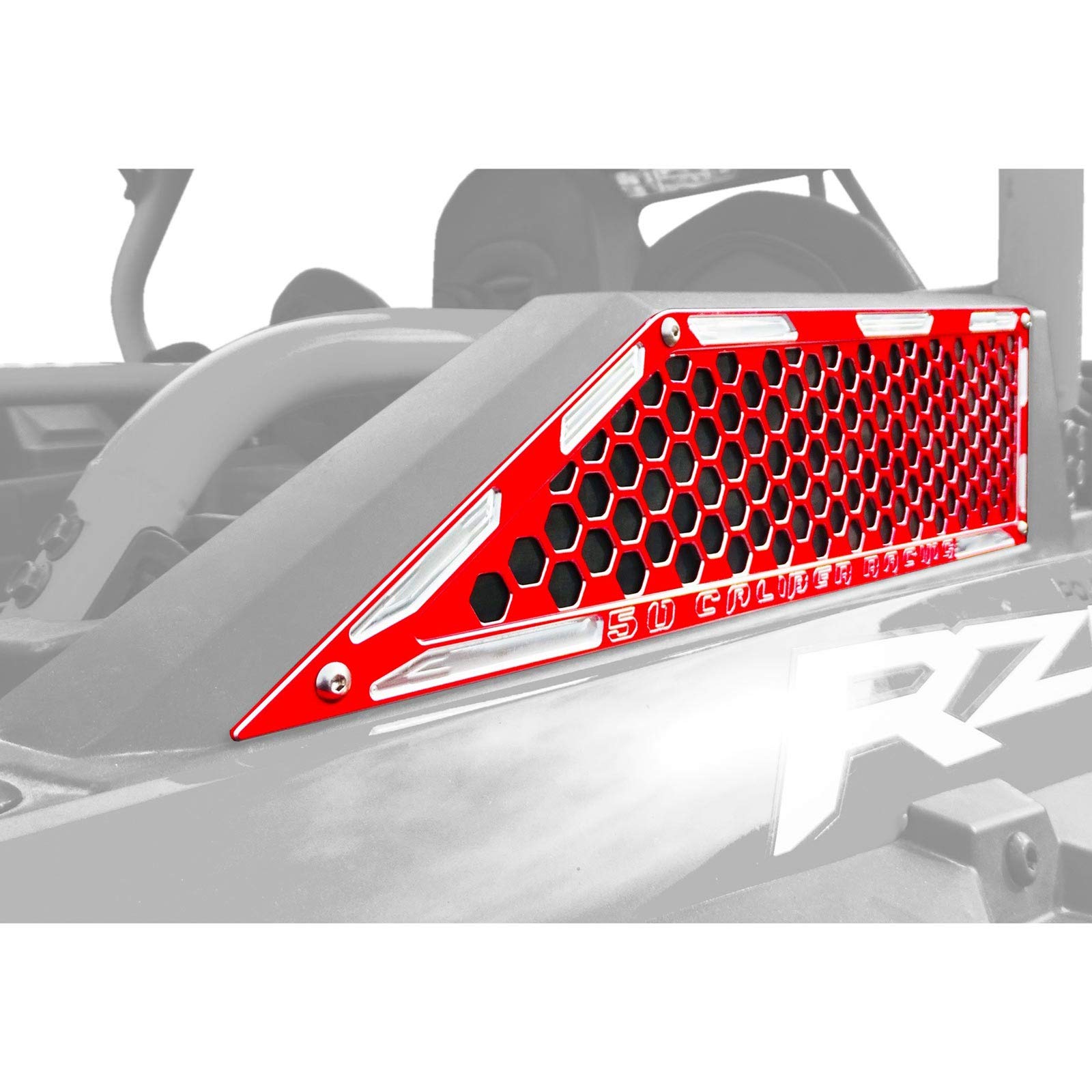 Polaris RZR XP Turbo/Turbo S CNC Billet Side Vent Air Intake Grill Bezel Kit - Red Powdercoat Finish (5358A16) | Off-Road Performance Upgrade & Engine Cooling Enhancement