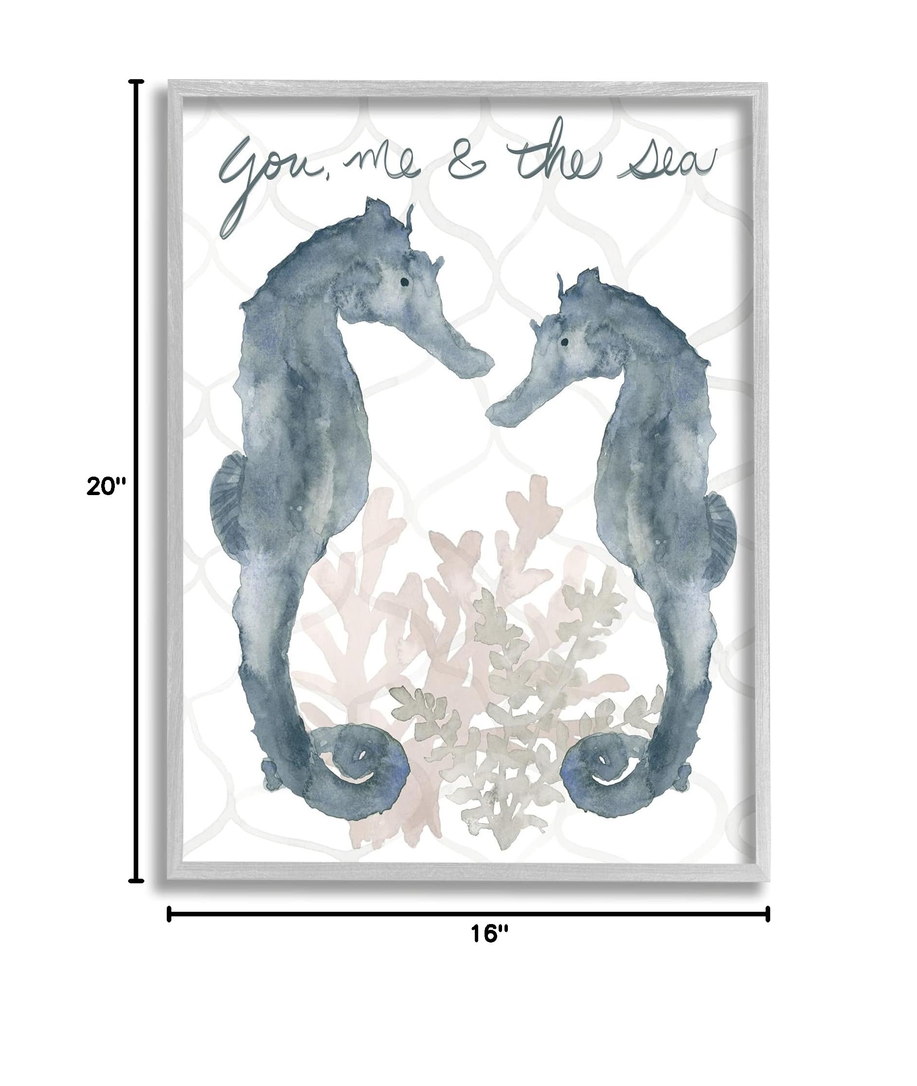 Stupell Industries 'You Me The Sea' Framed Wall Art with Soft Aquatic Seahorses - 16