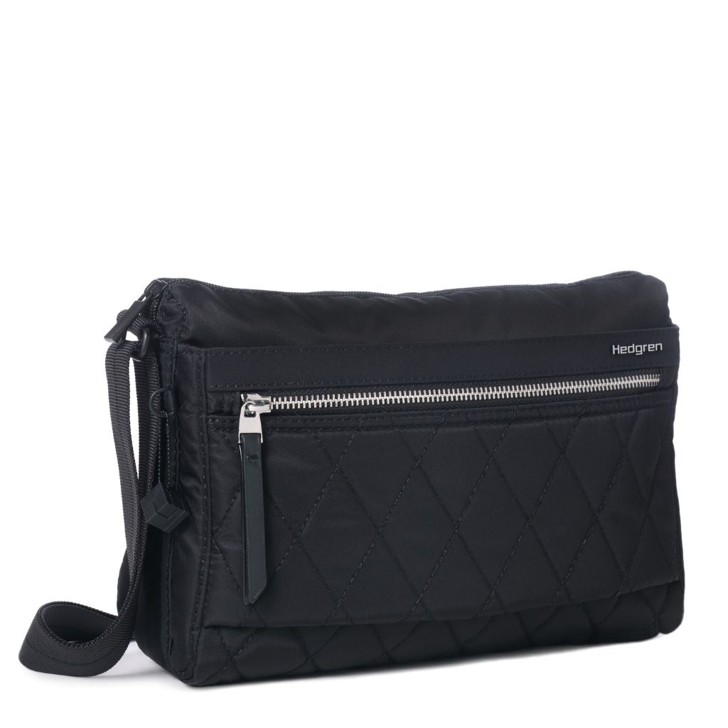 Hedgren Eye Medium RFID Blocking Crossbody Bag - Quilted Black Leather Purse for Women | Travel, Work & Everyday Use