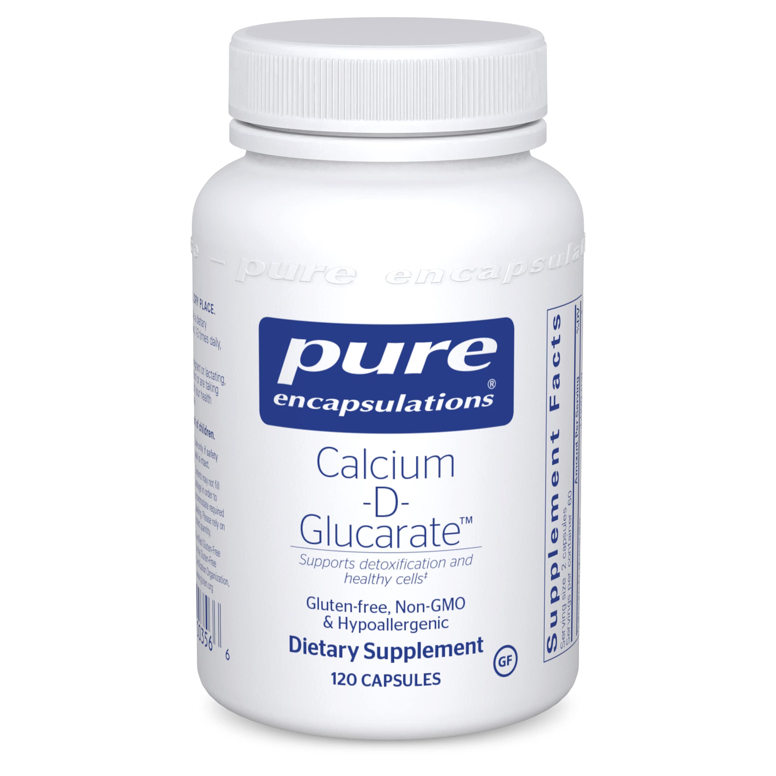 Pure Encapsulations Calcium-D-Glucarate Supplement - 120 Capsules for Liver, Lung, Breast & Colon Cellular Health Support | Detox & Hormone Balance Aid for Daily Wellness