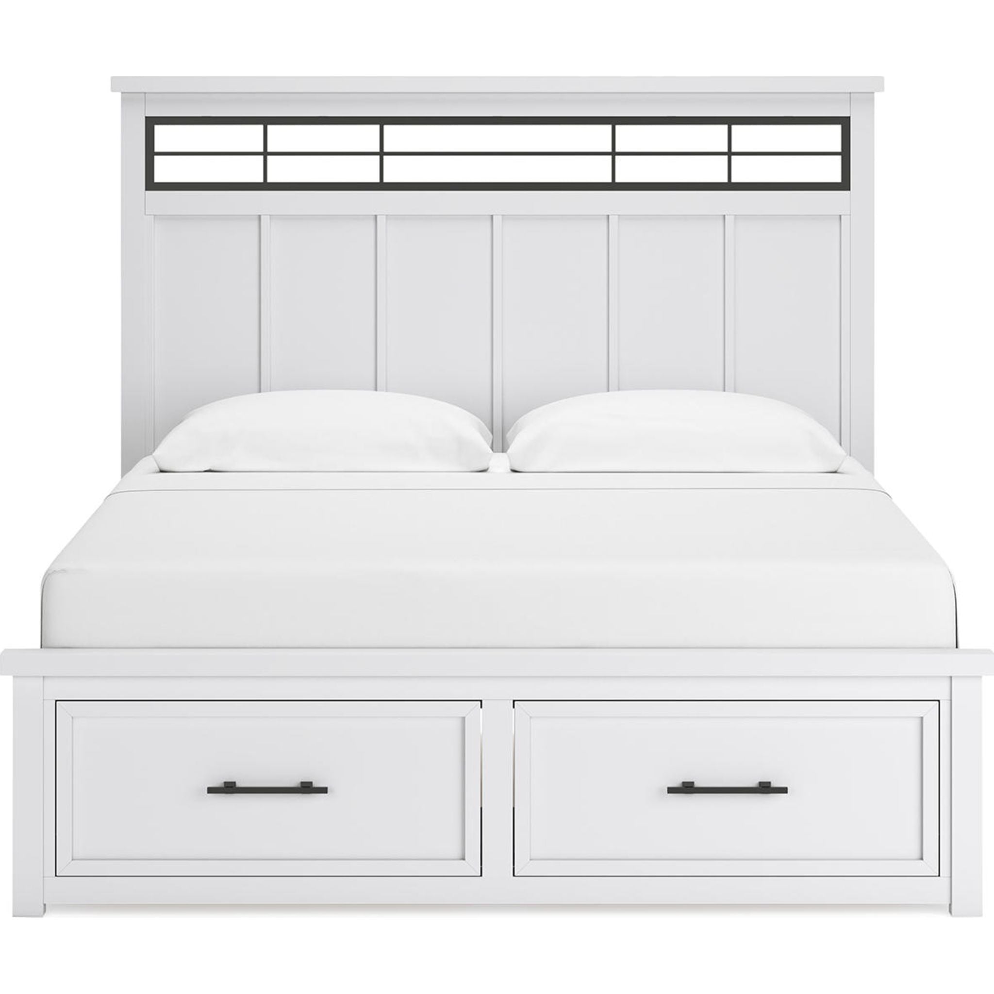 Ashbryn King Size Storage Bed Frame - White & Natural Finish for Modern Bedroom Organization
