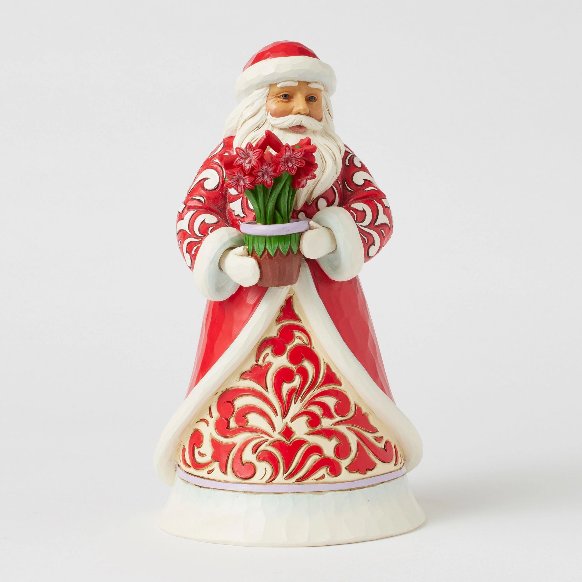 Christmas Santa Claus with Blooming Amaryllis Flowers - Perfect for Holiday Home Decor, Festive Table Centerpieces & Winter Gift Ideas