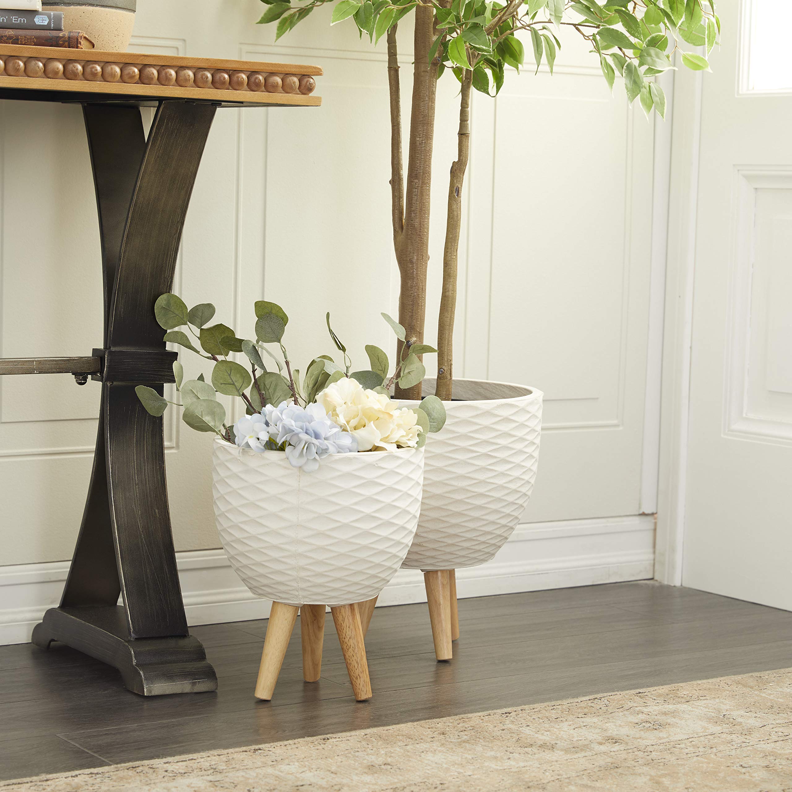 Deco 79 Modern Ceramic Geometric Planter Set of 2 - 16