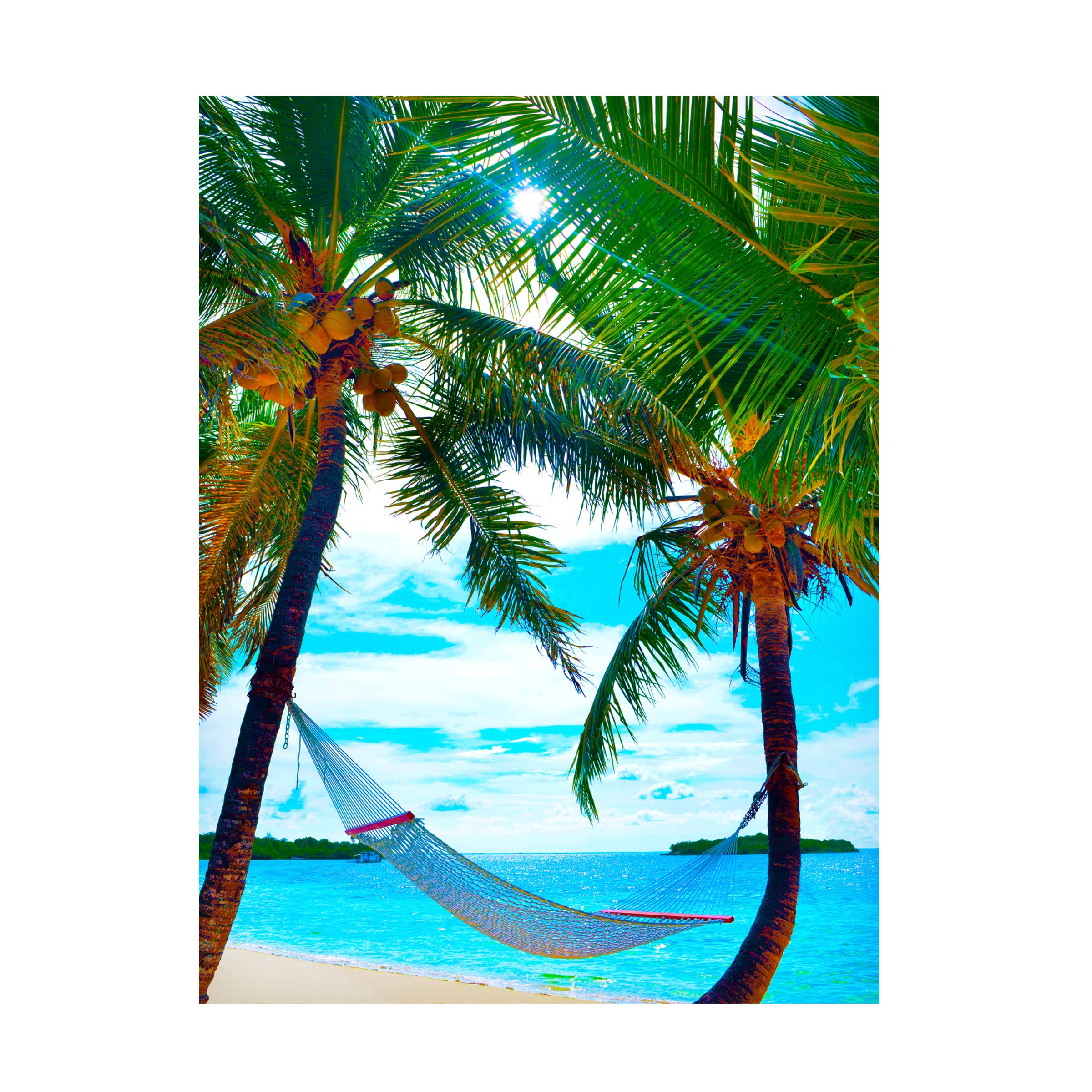 Jack Reed 'Coconut Sun' Canvas Wall Art Print - Tropical Beach Sunset Painting for Living Room, Bedroom & Office Decor