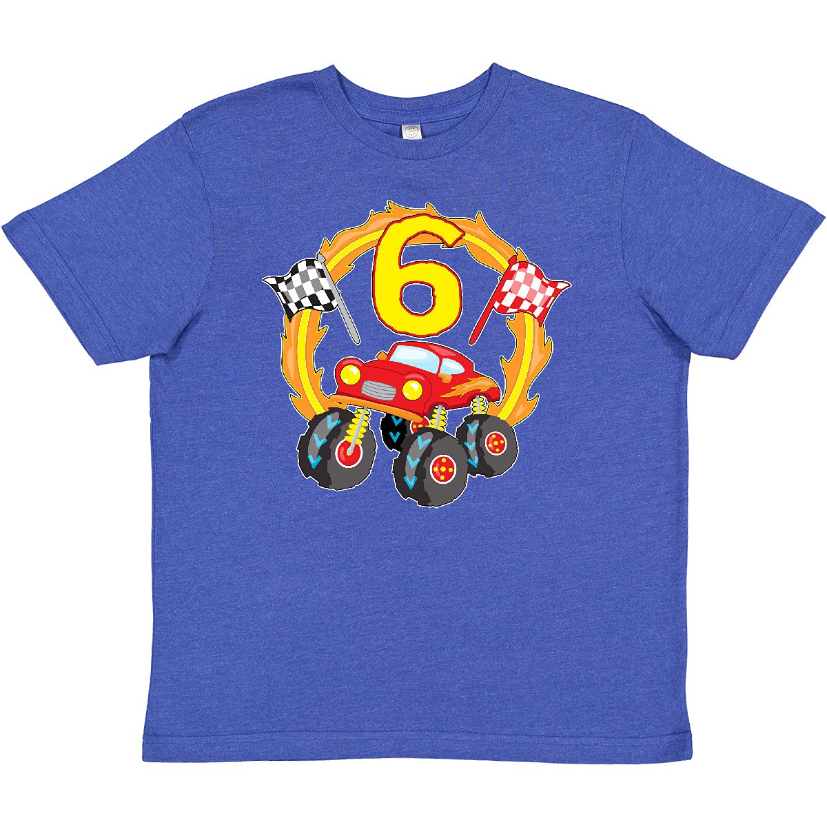 Inktastic Monster Truck 6th Birthday T-Shirt for Boys - Cool Kids Graphic Tee for Birthday Parties, School & Playtime