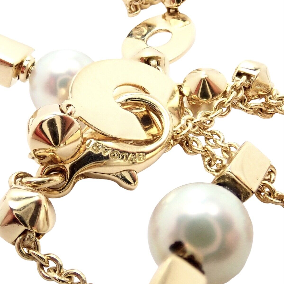 Authentic Bulgari Bvlgari Lucea 18k Yellow Gold 34.7mm Pearl Necklace for Women - Luxury Jewelry Gift for Anniversary, Wedding & Special Occasions
