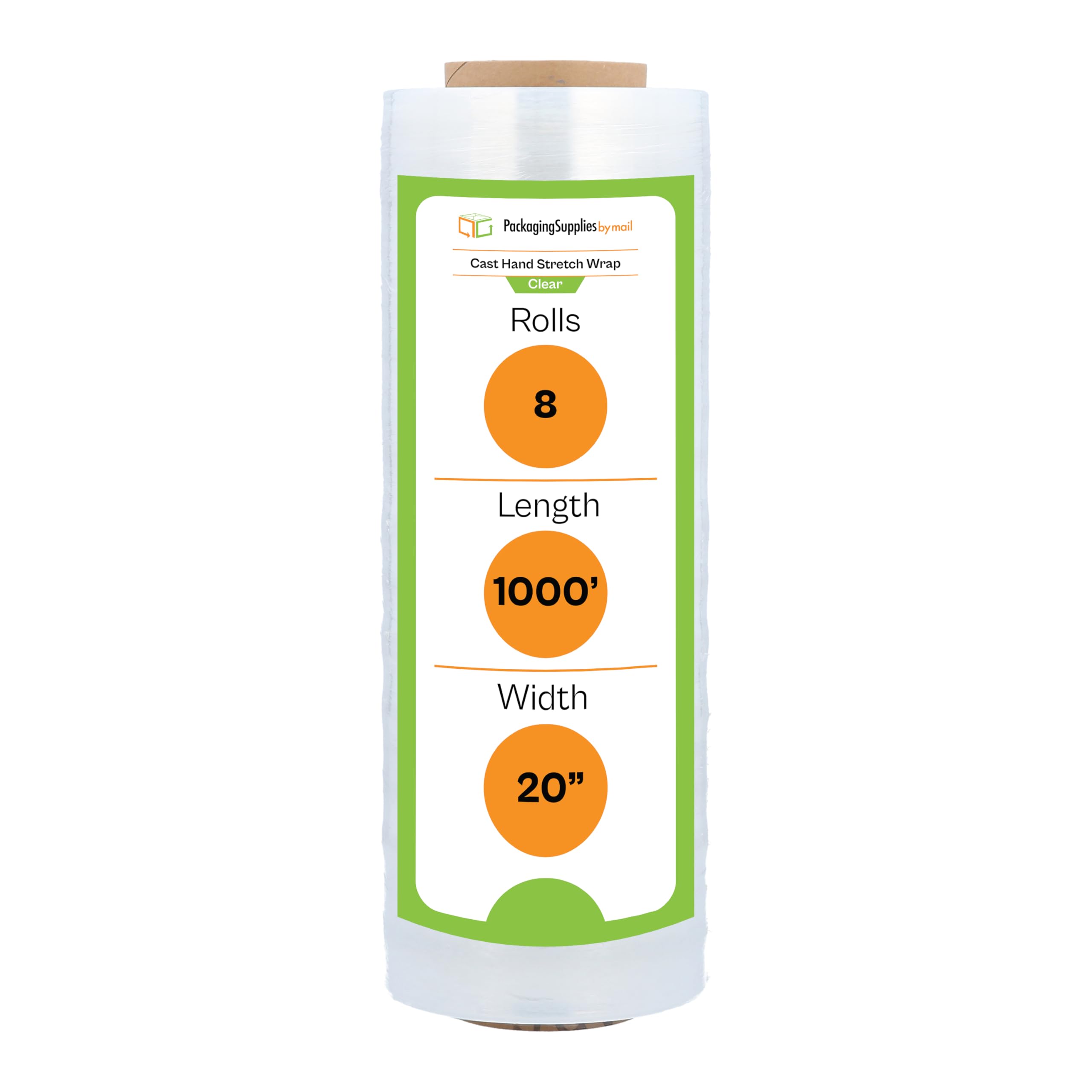 Premium Clear Stretch Film Wrap Roll - 20 Inch x 1000 Feet (8 Pack) - Heavy Duty Packing Shrink Wrap for Moving, Storage & Shipping - Secure Pallet Wrapping & Industrial Packaging Solution